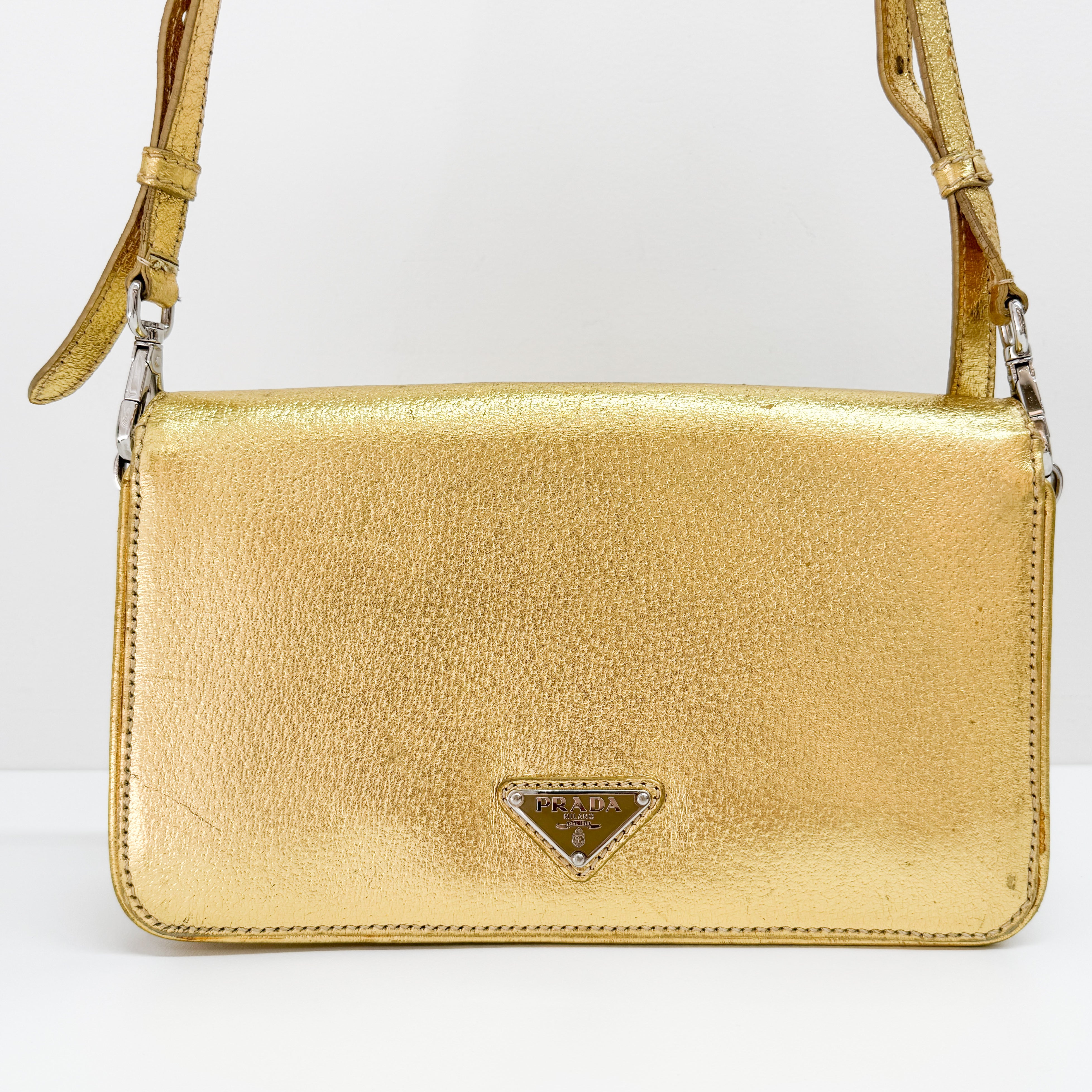 Gold Leather Shoulder Bag