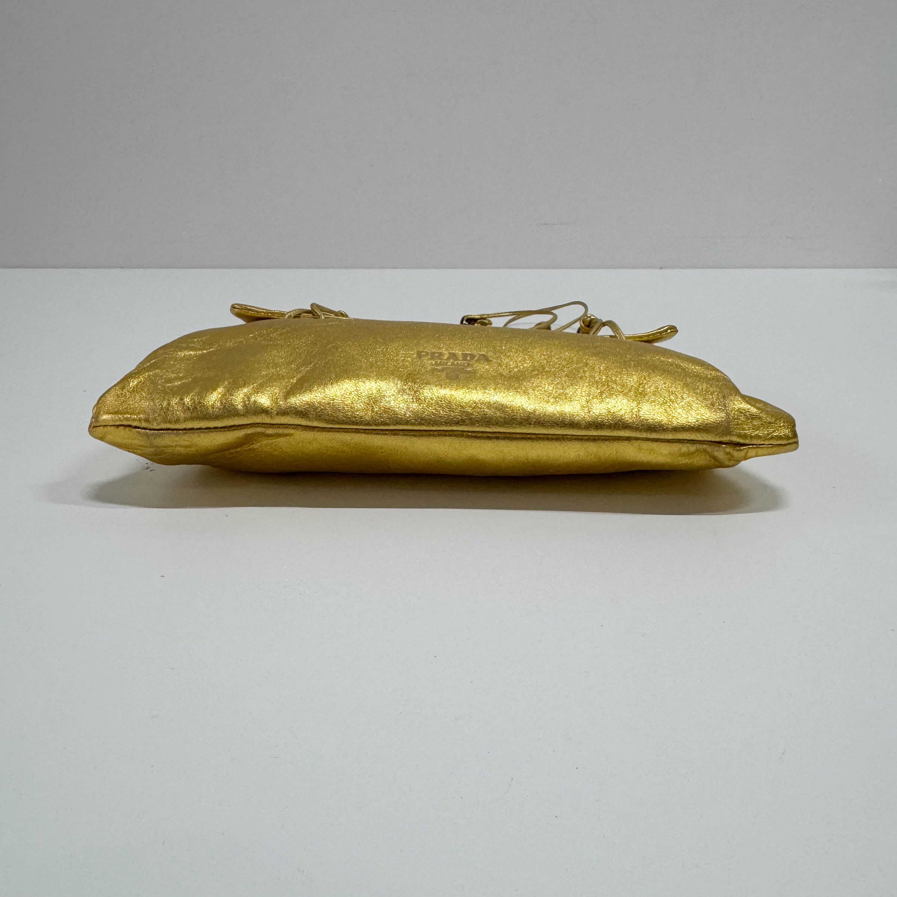 Small Golden Leather Shoulder Bag