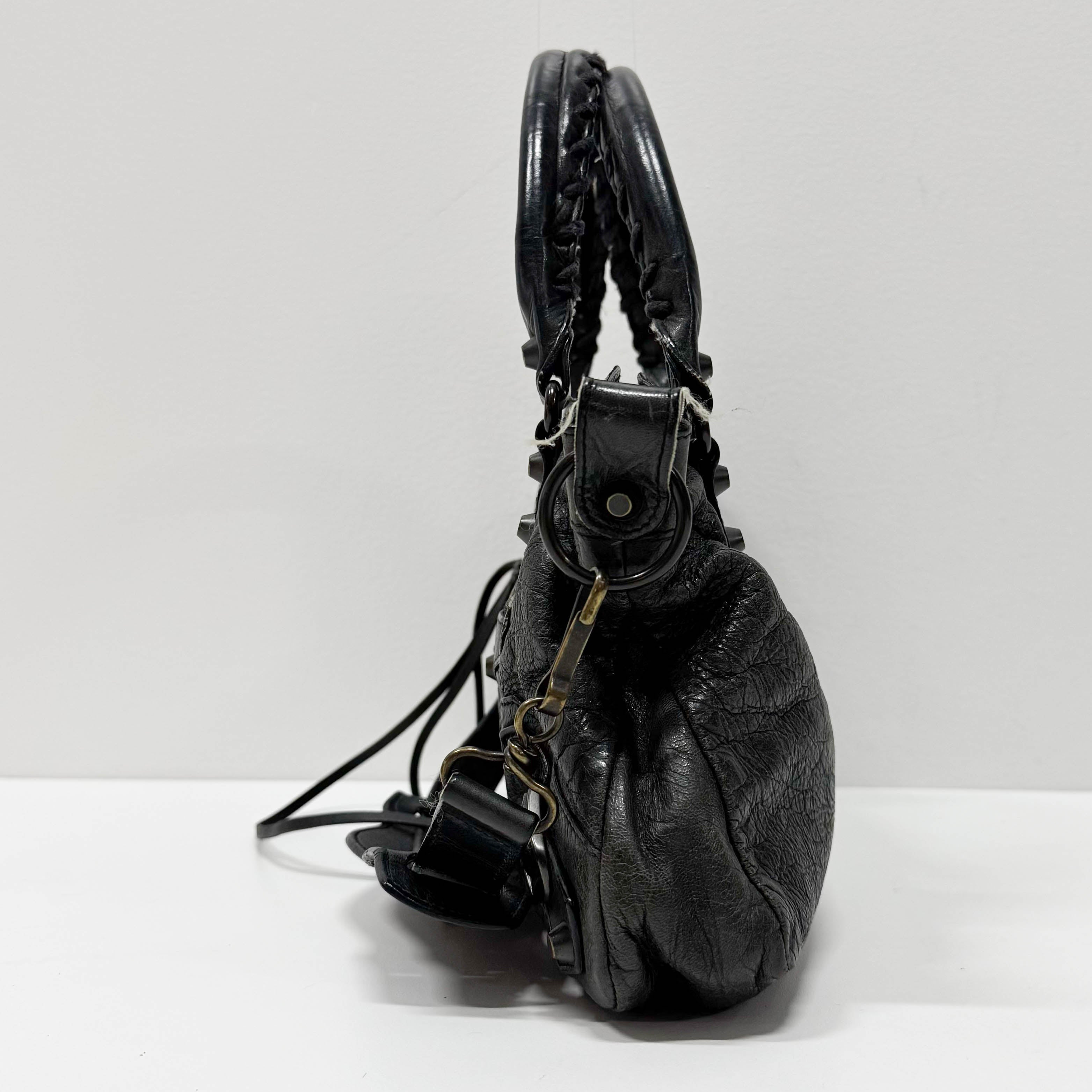 The First Black Calfskin Leather Handlebag