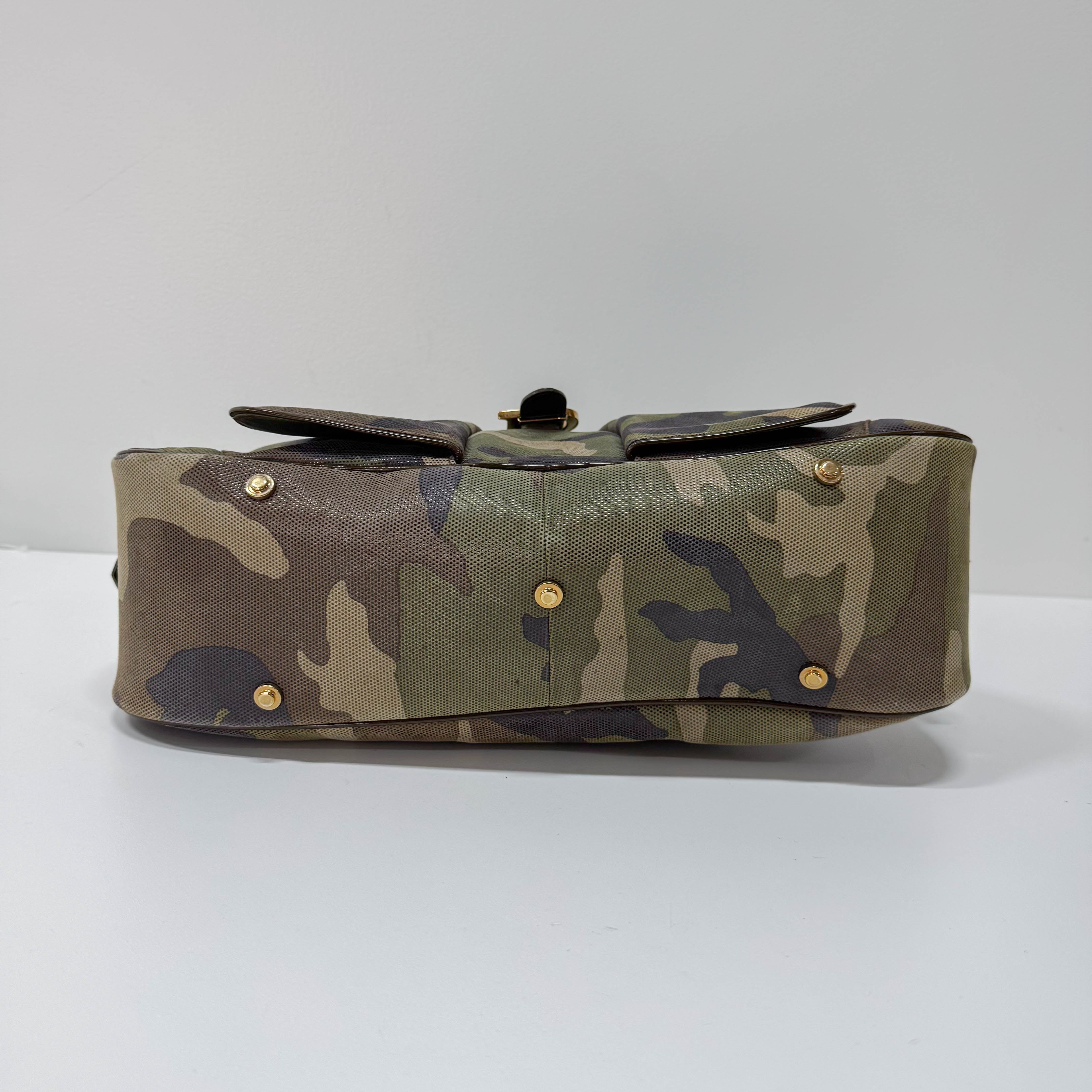 Vintage Green Camouflage Canvas Hand Bag