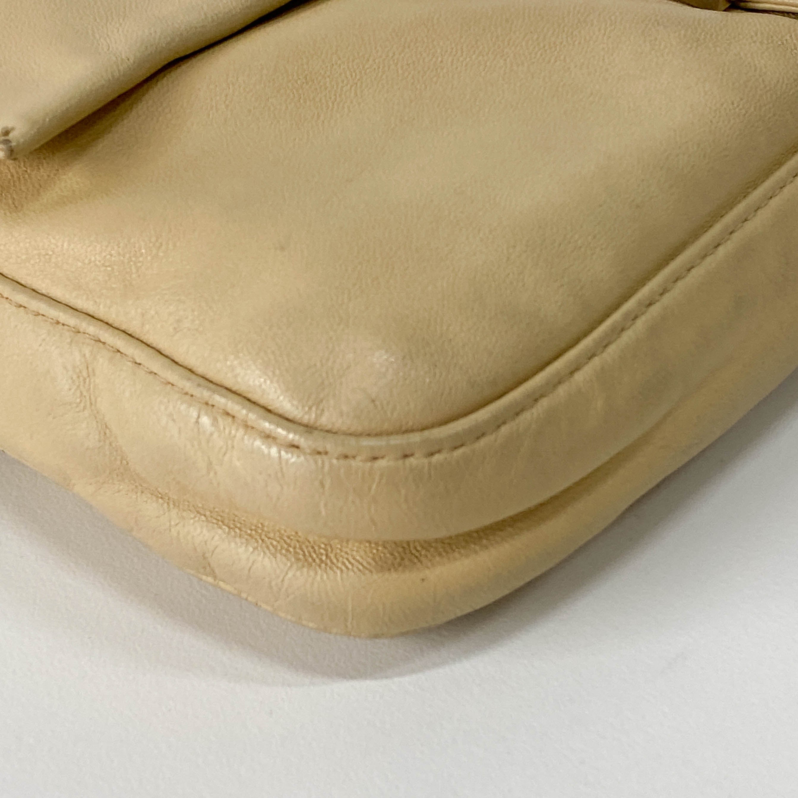 Baguette Beige Leather Shoulder Bag