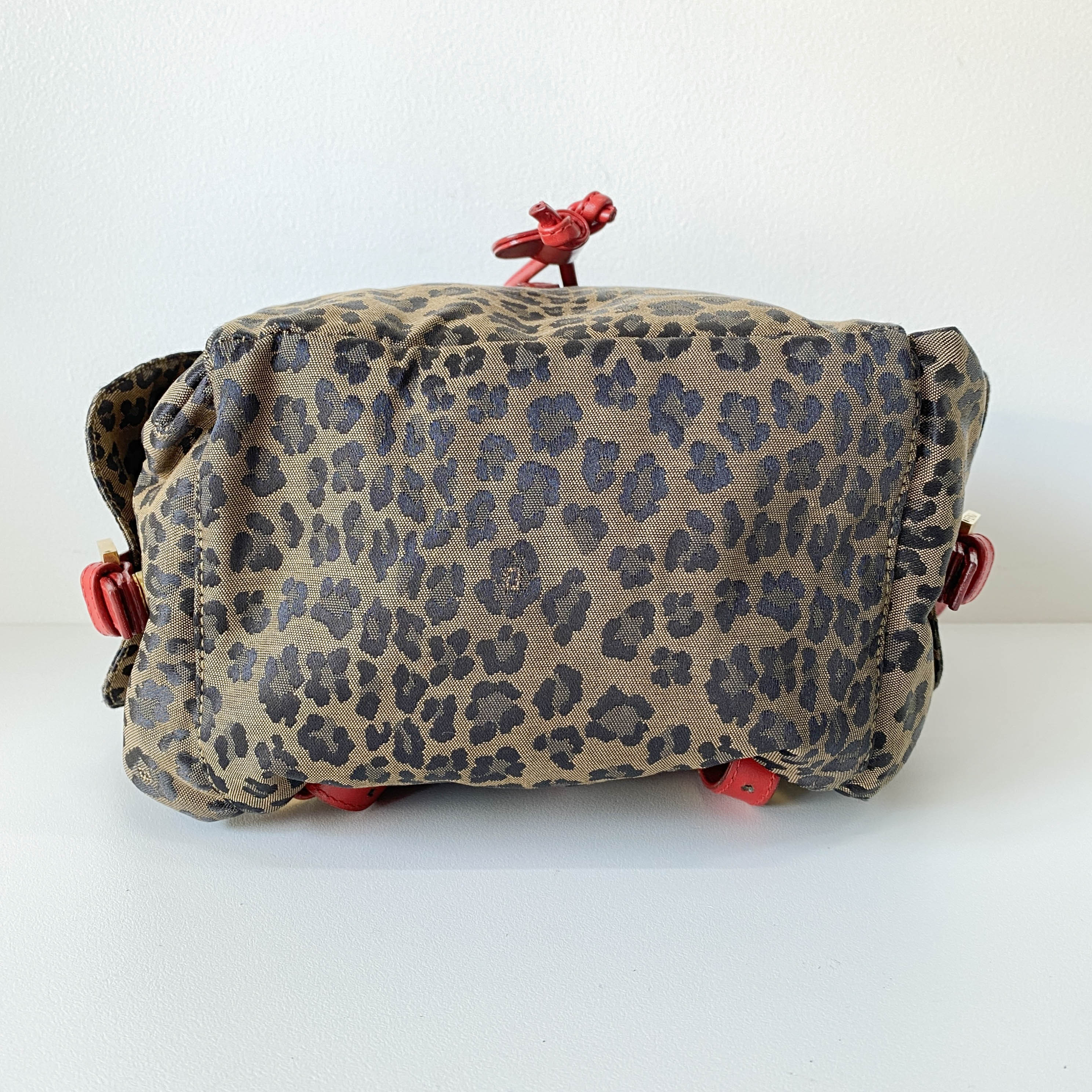 Brown Leopard Print Canvas Backpack