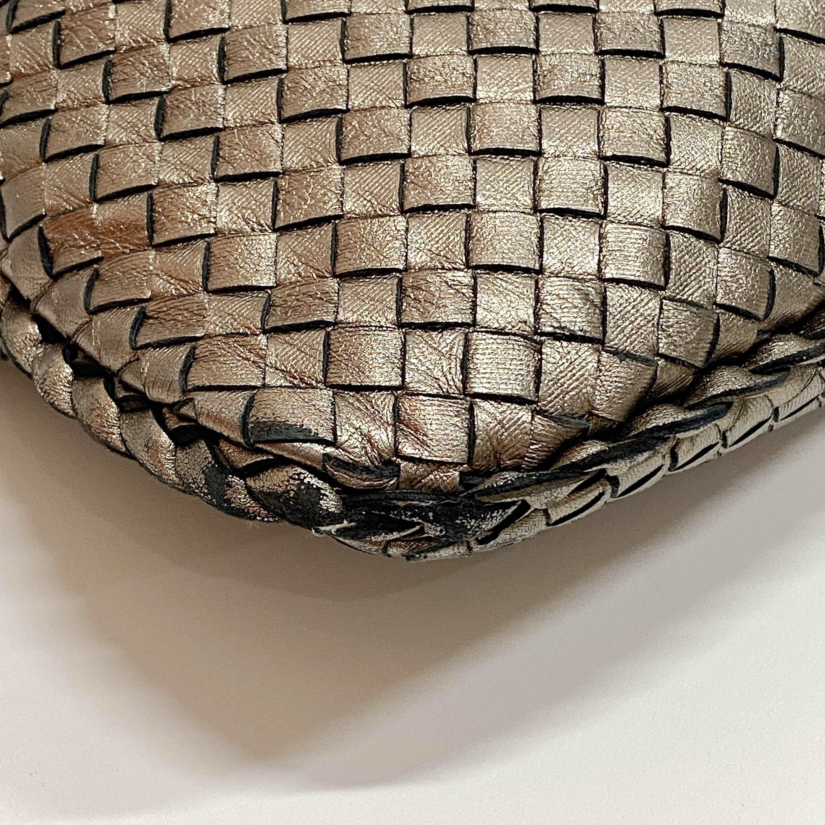 Intrecciato Gold Leather Hobo Bag