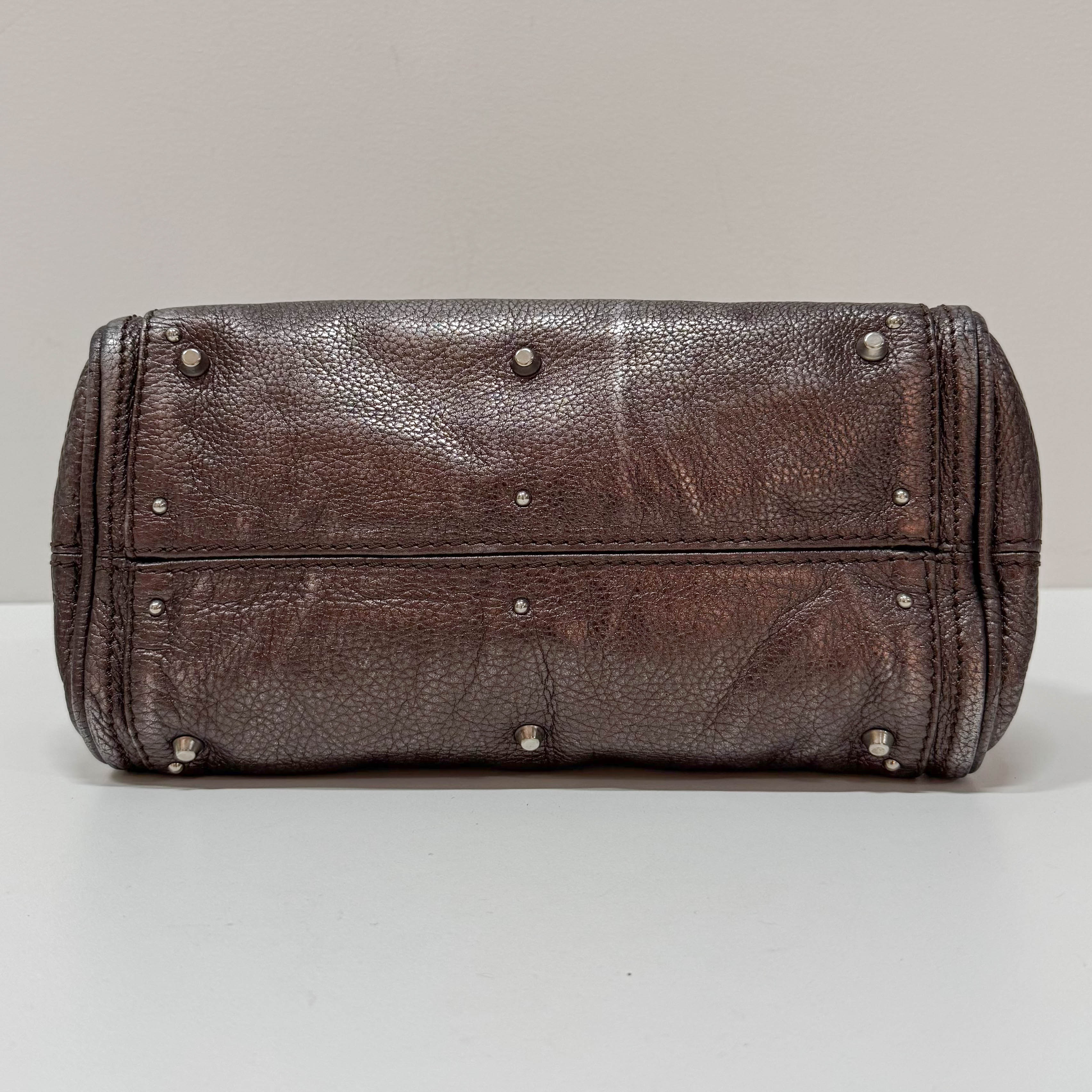 Mini Paddington Rose/Black Metallic Calfskin Leather Hand Bag