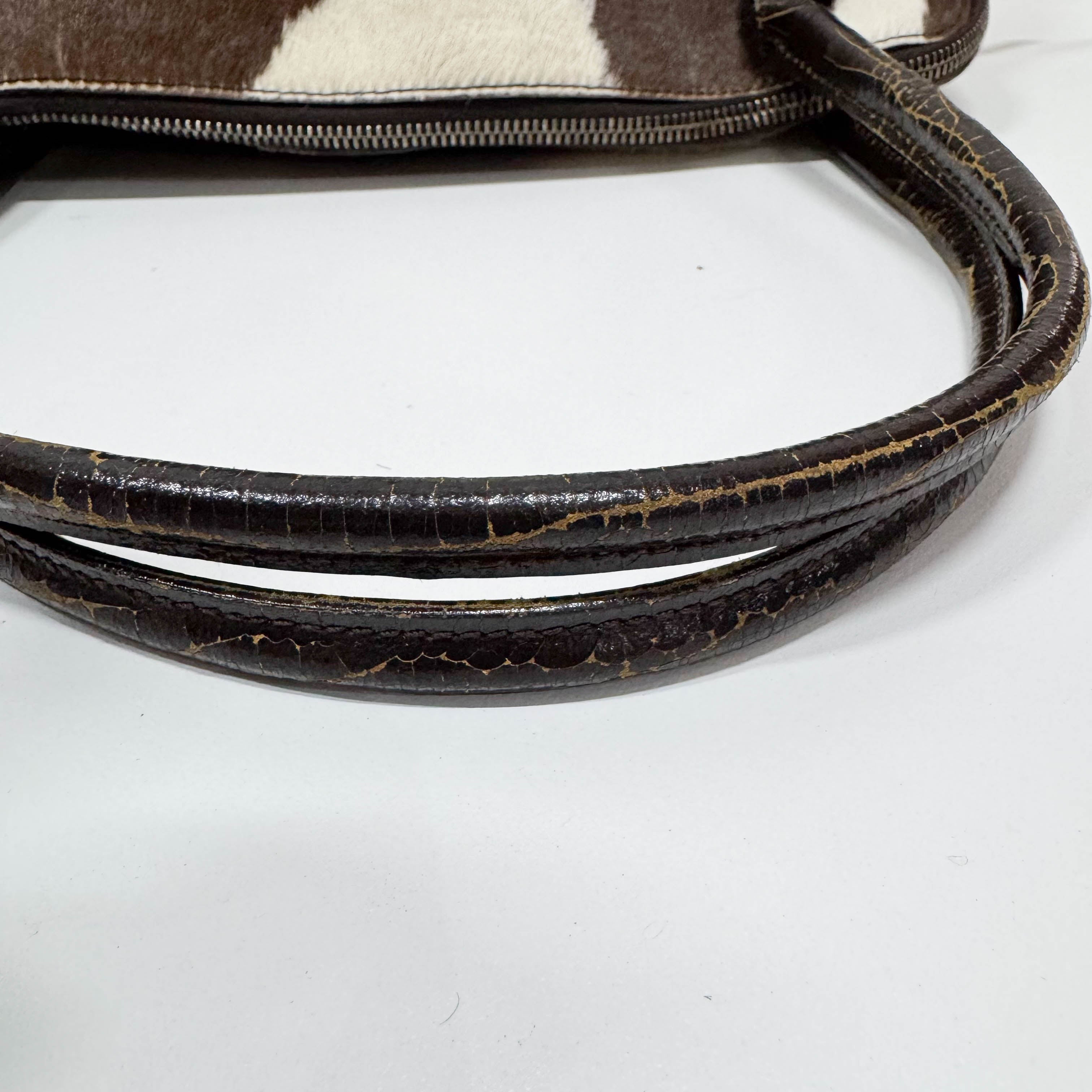 Cow Print Brown/White Pony Hair Shoulder Bag