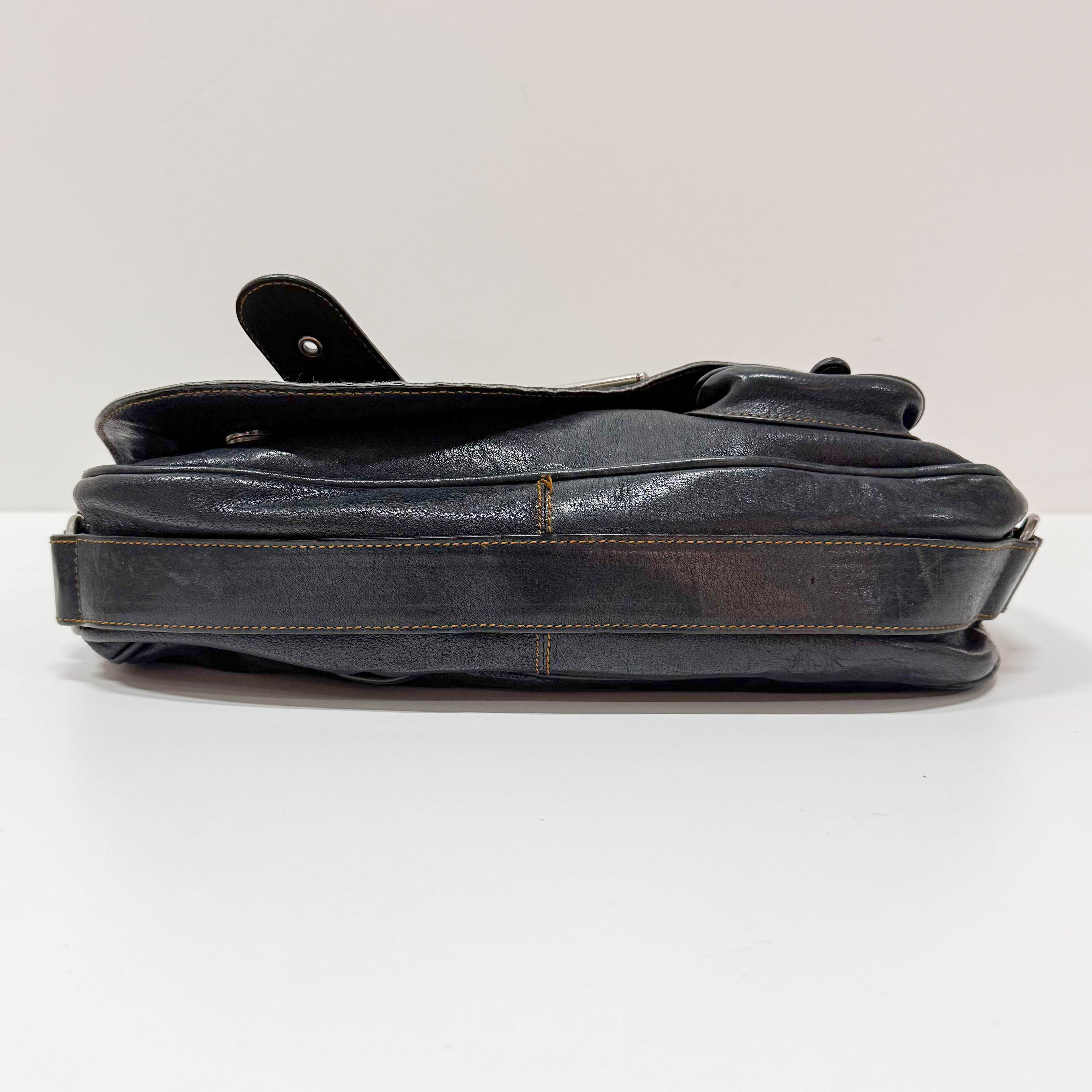 Gaucho Black Leather Shoulder Bag