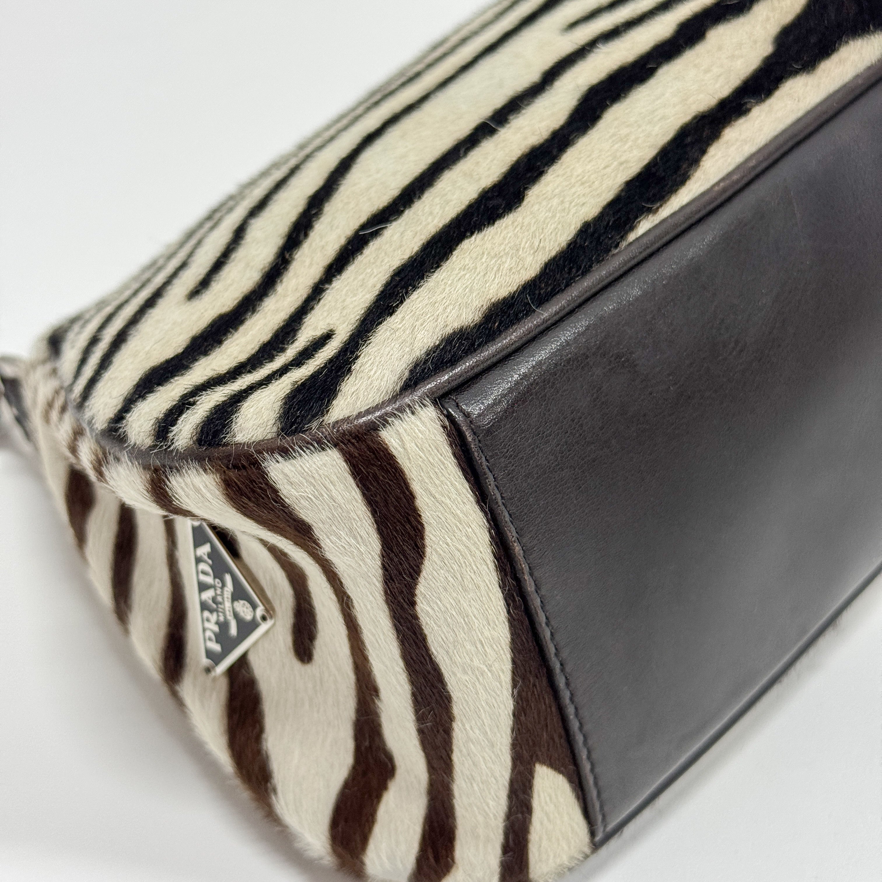 Zebra Print Pony Hair Shoulder Bag