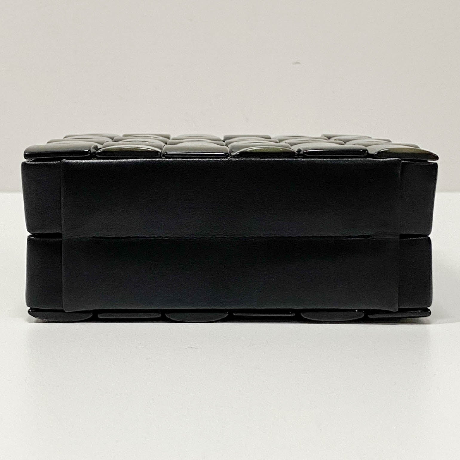 Intrecciato Black & Silver Leather Box Handbag