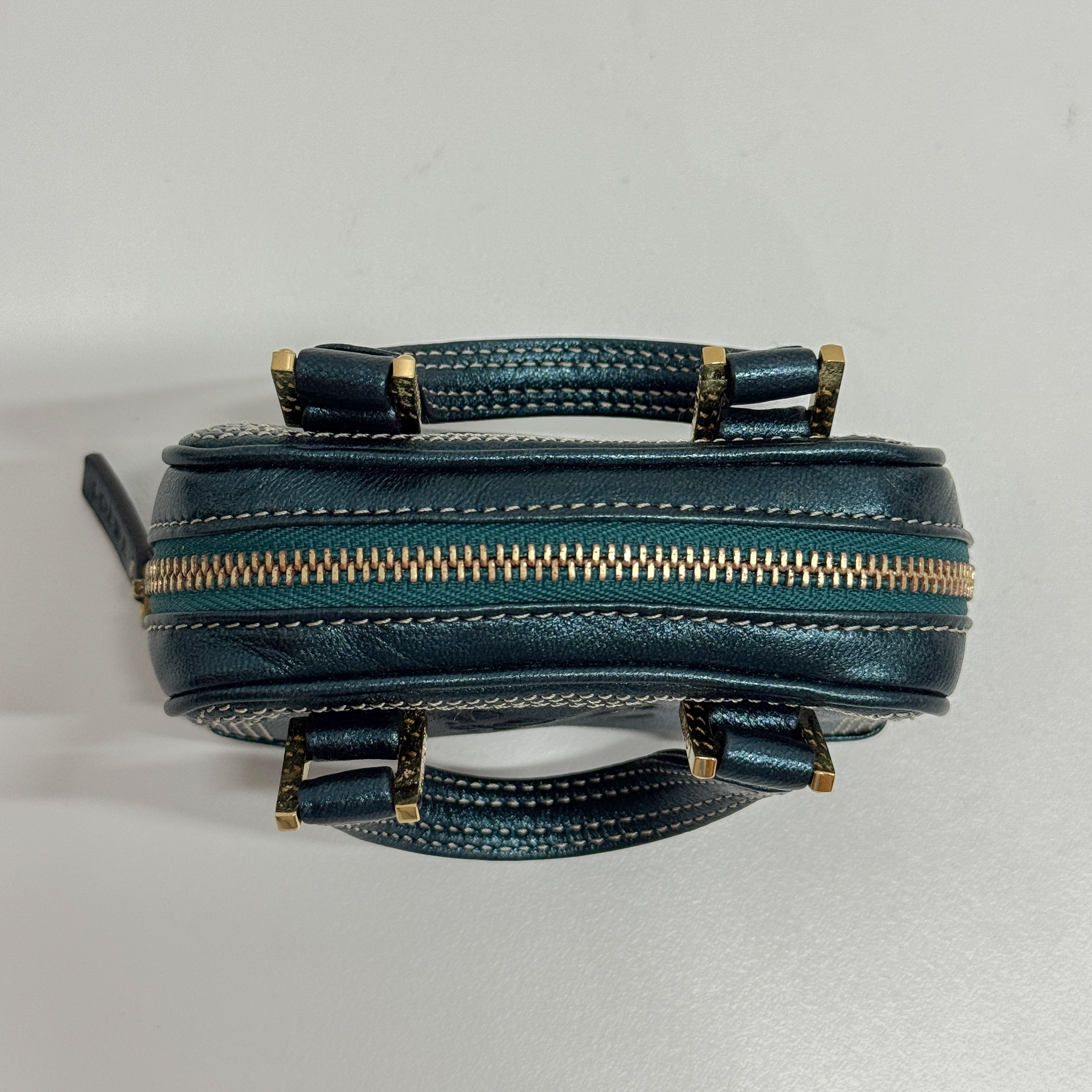 Amazona Micro Mini Blue Leather Two Way Bag