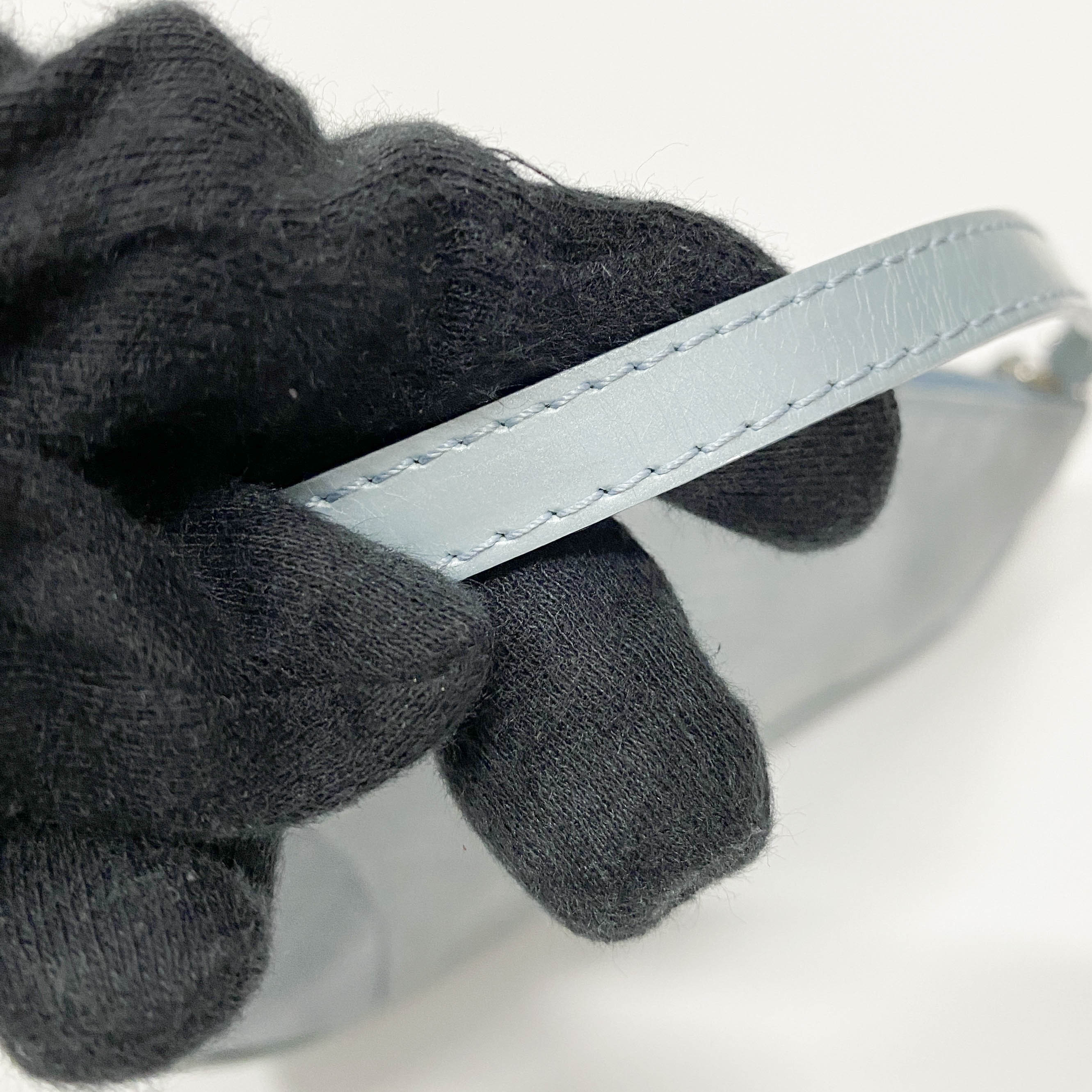 Saddle Blue Embossed Lizard Canvas Shoulder Bag