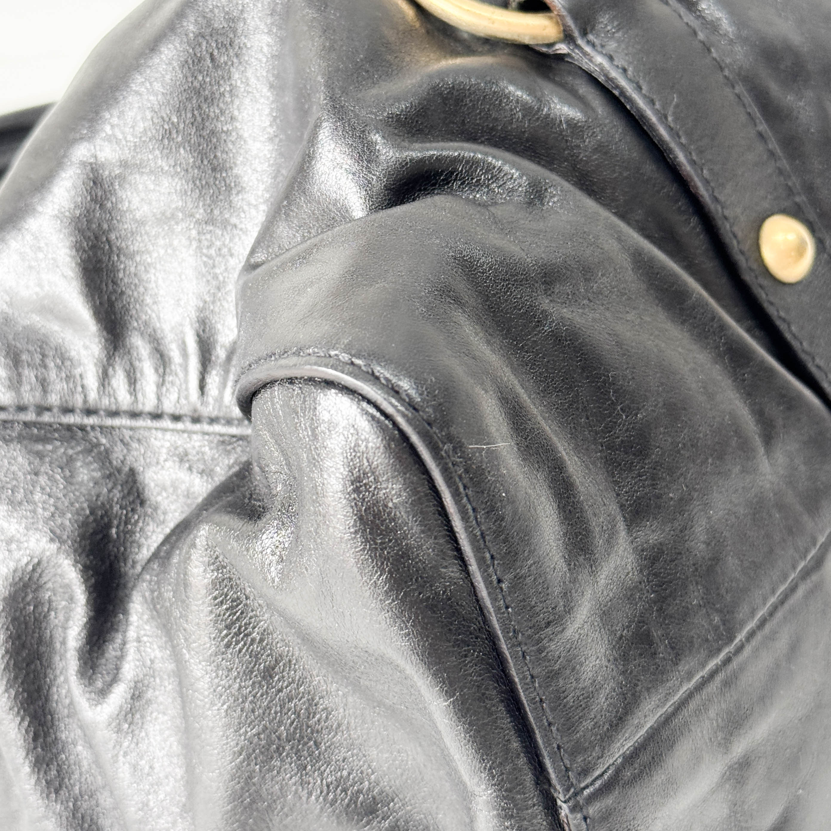 Vitello Black Calfskin Leather Two Way Bag