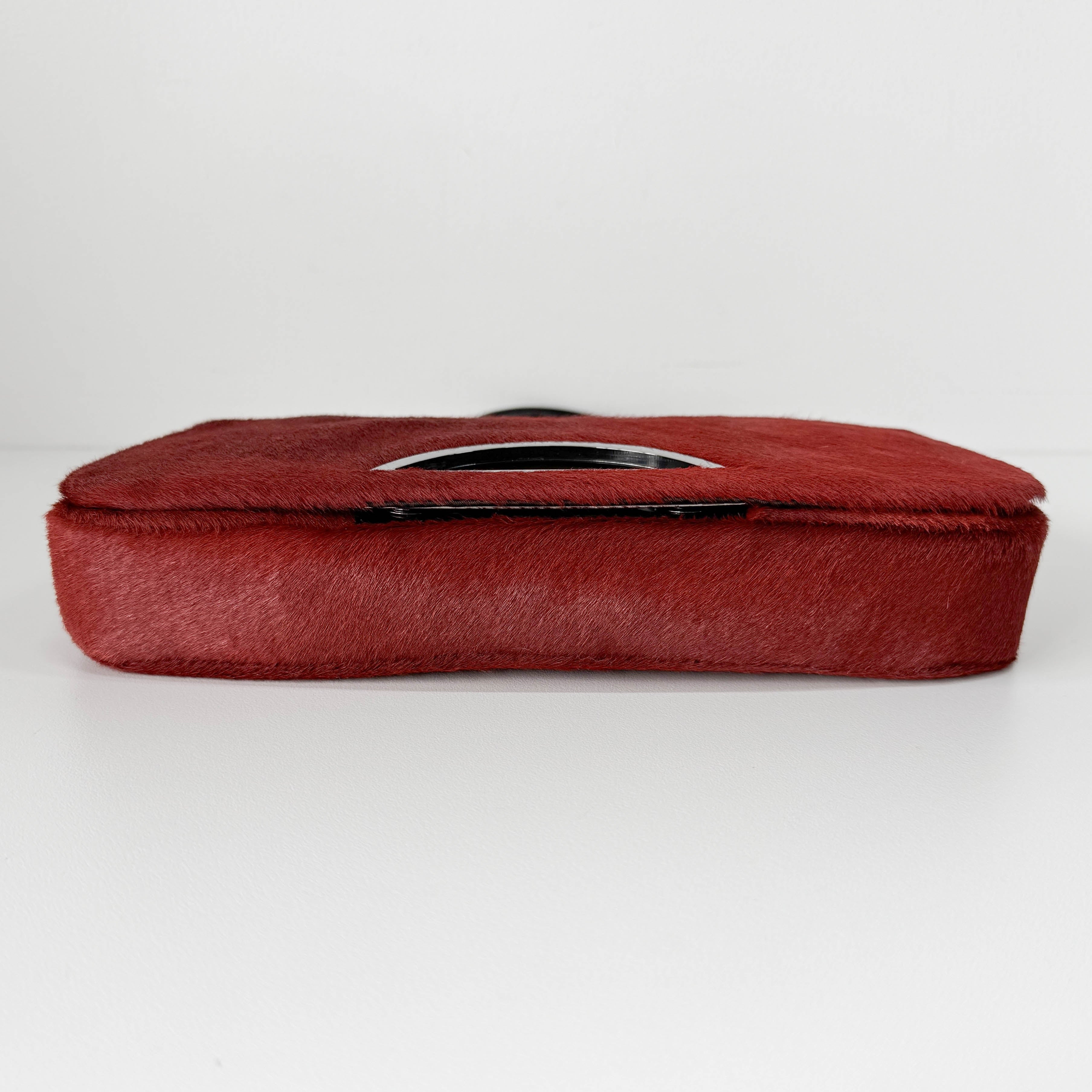 Malice Pearl Red Pony Hair Shoulder Bag