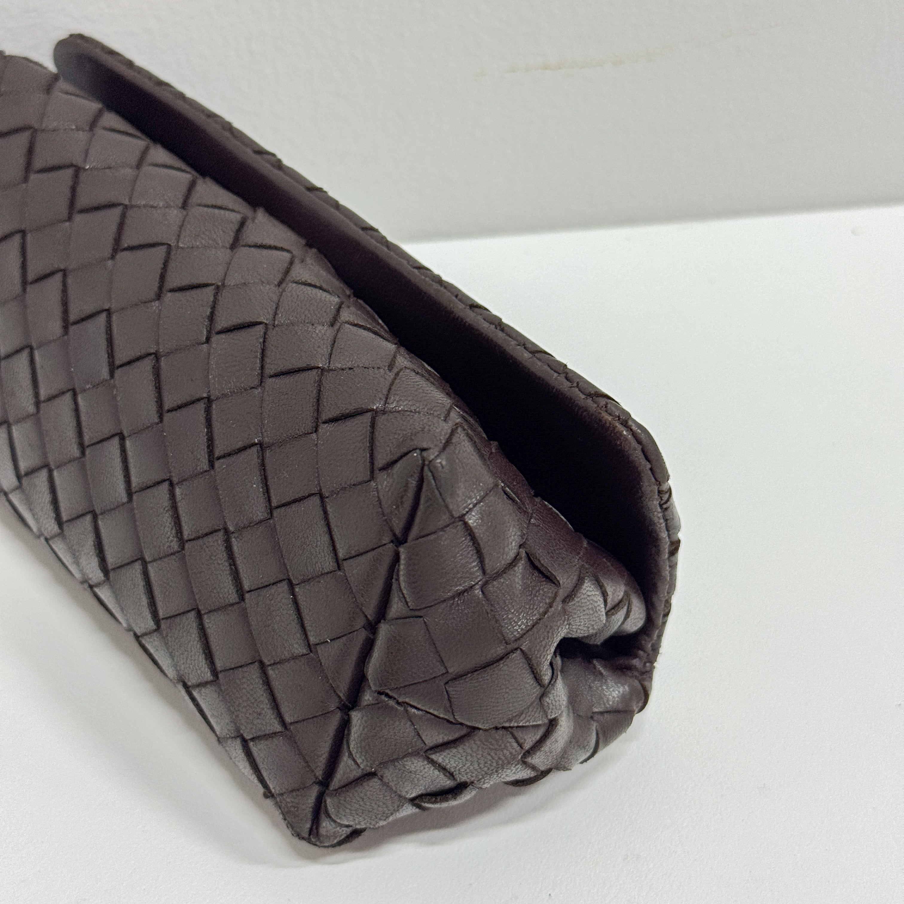 Intrecciato Brown Leather Pouch