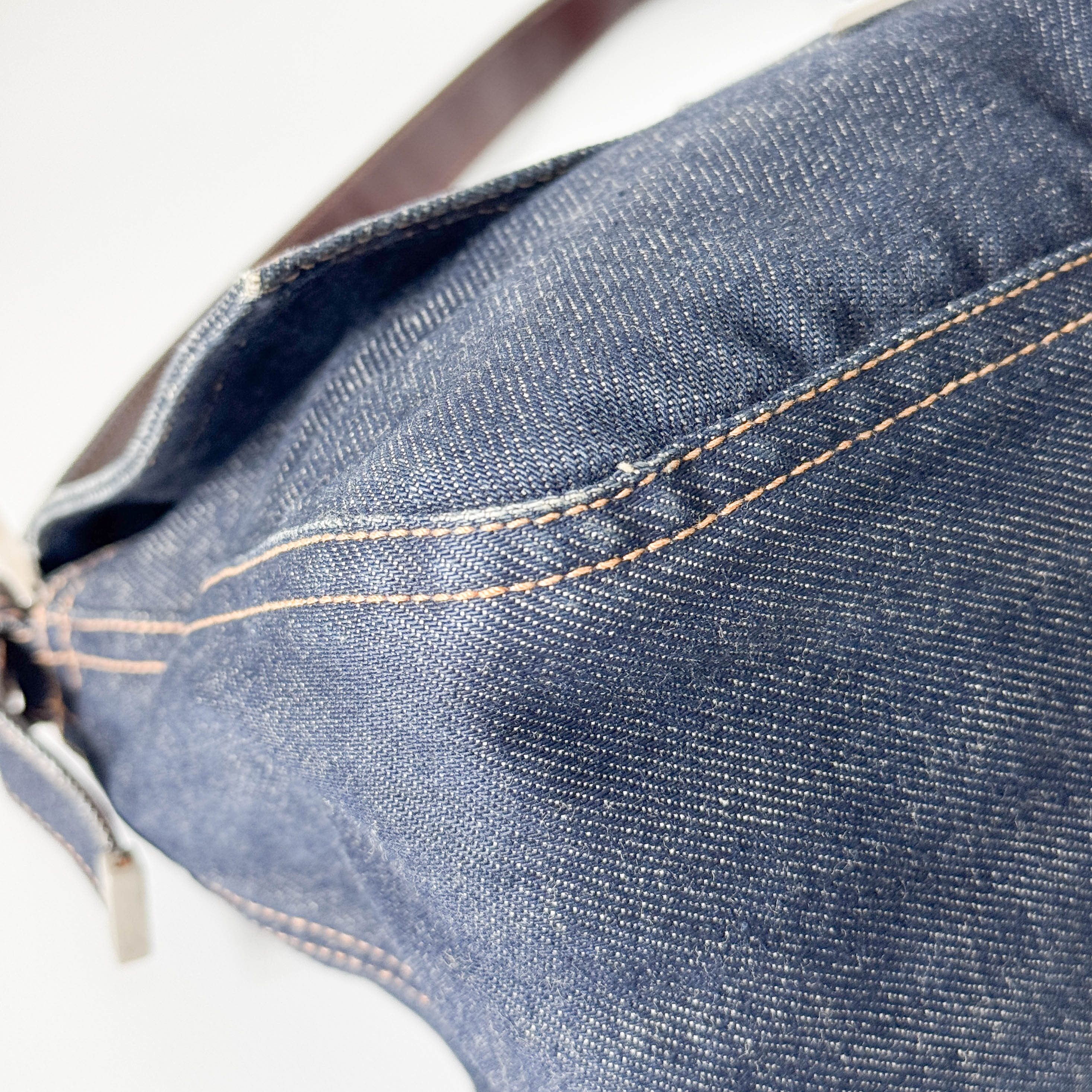 Mamma Baguette Blue Denim Shoulder Bag