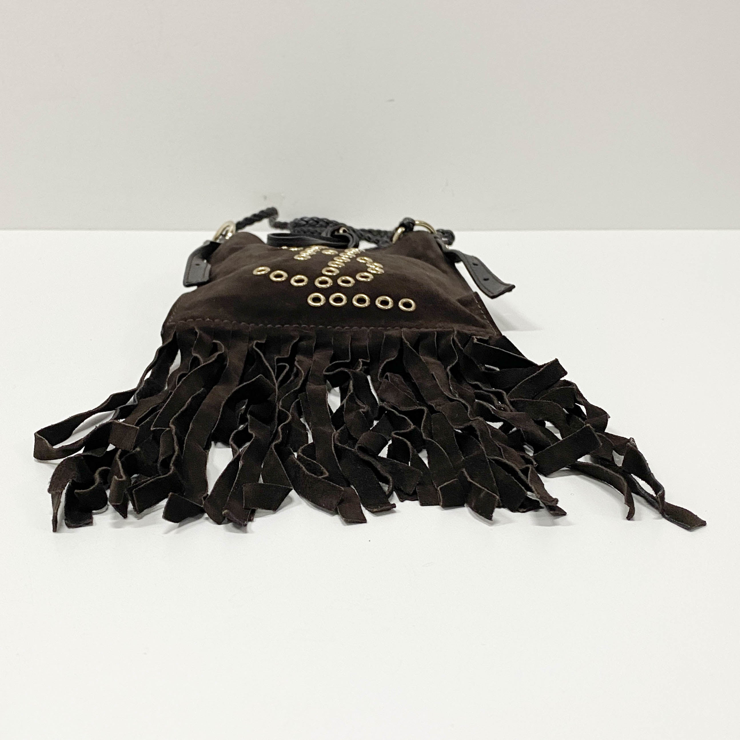 Anita Fringe Brown Suede Crossbody Bag