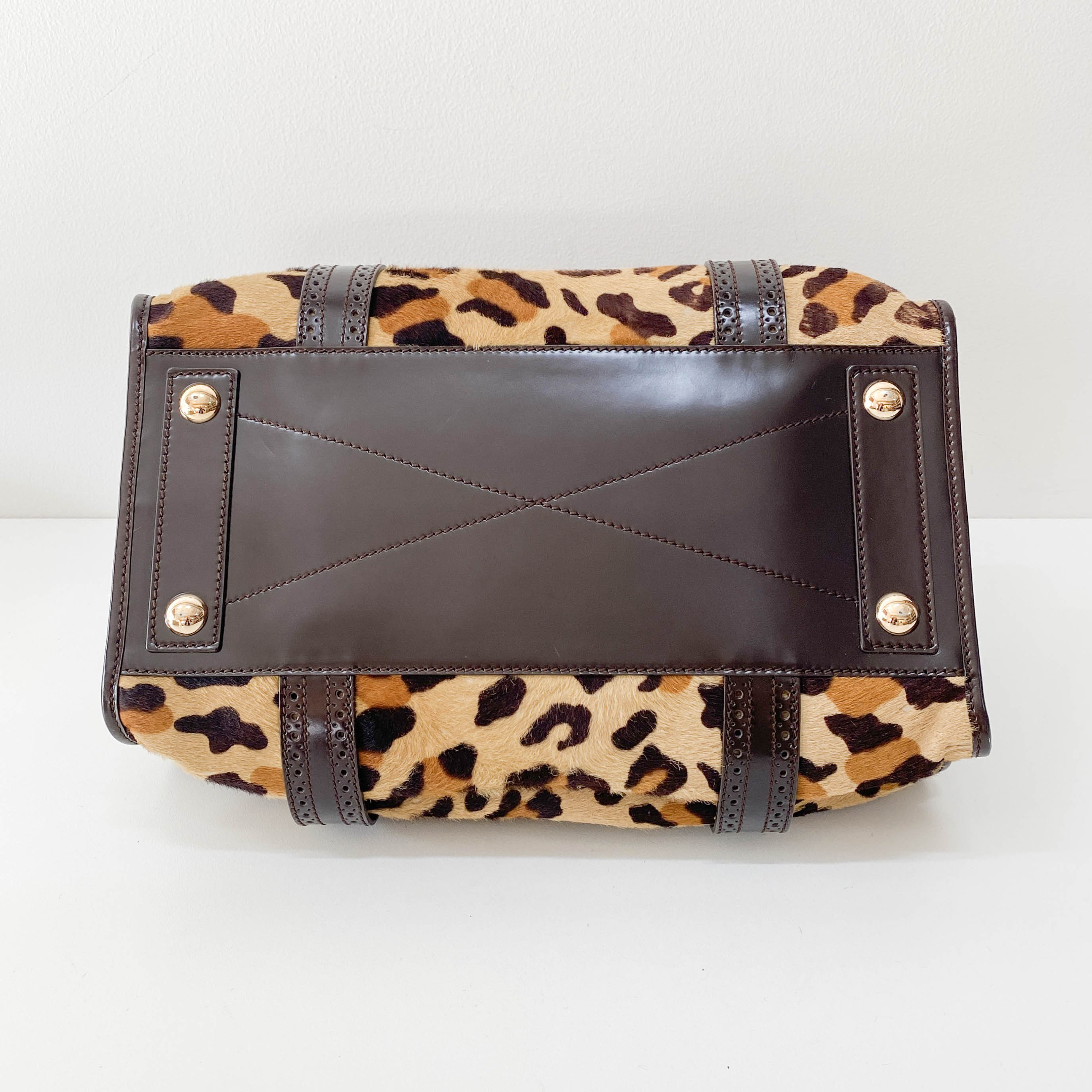 Leopard Print Brown Pony Hair Shoulder Bag