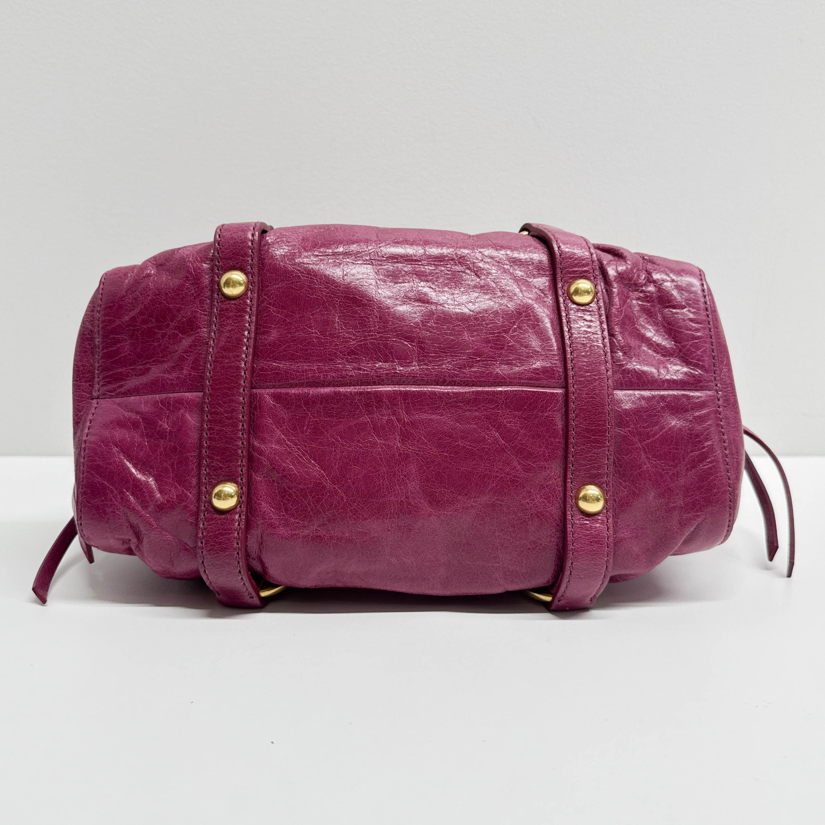 Mini Vitello Bauletto Pink Leather Two Way Bag
