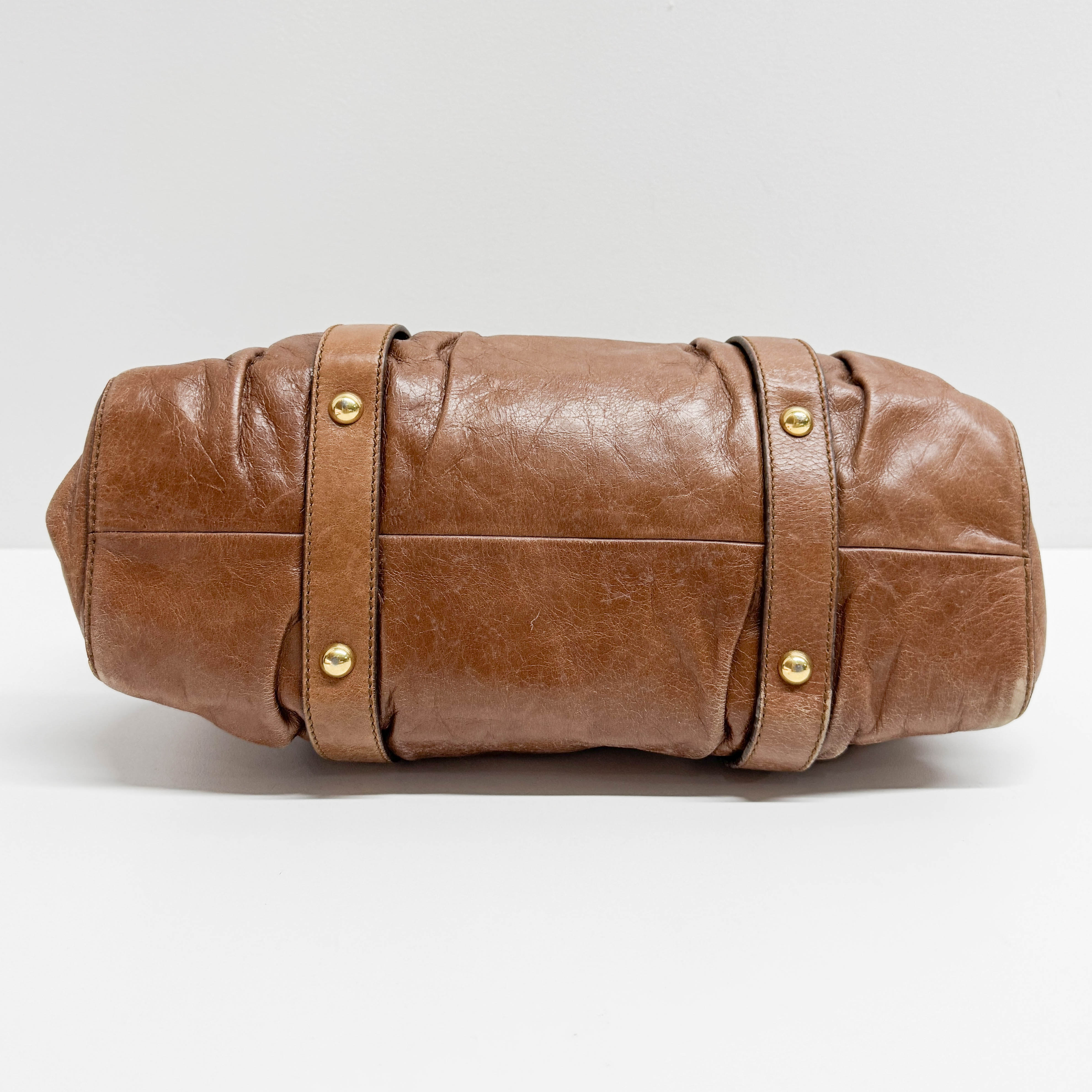 Vitello Bauletto Brown Leather Two Way Bag