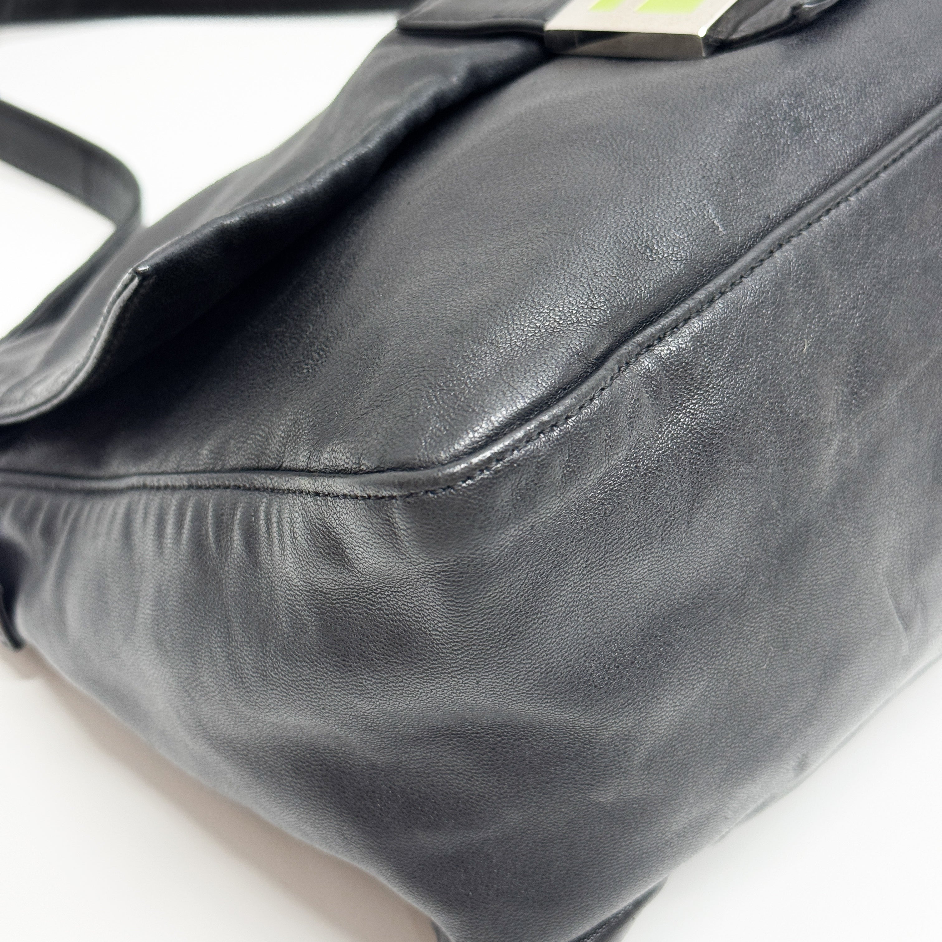 Mamma Baguette Black Leather Shoulder Bag
