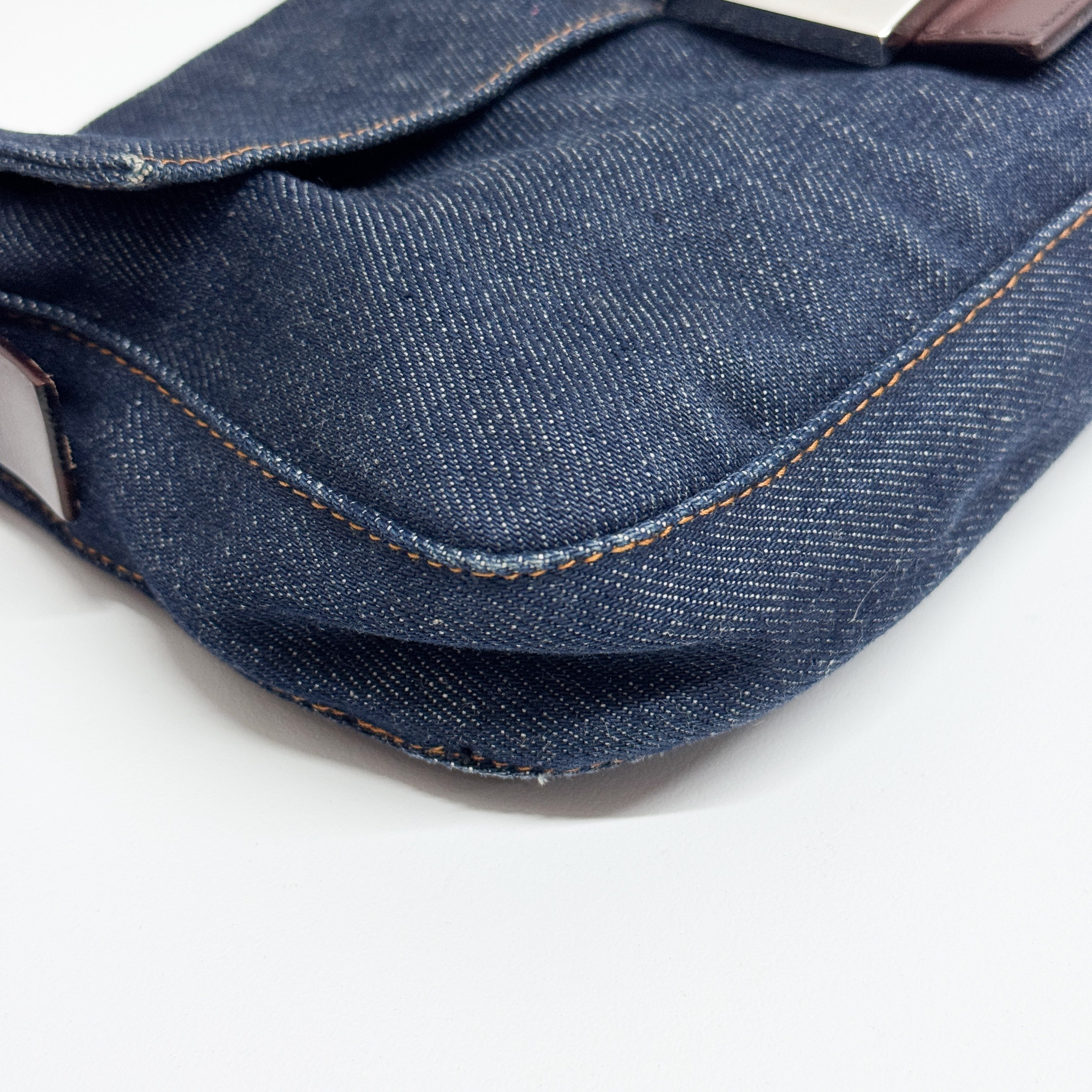 Baguette Blue Denim Shoulder Bag
