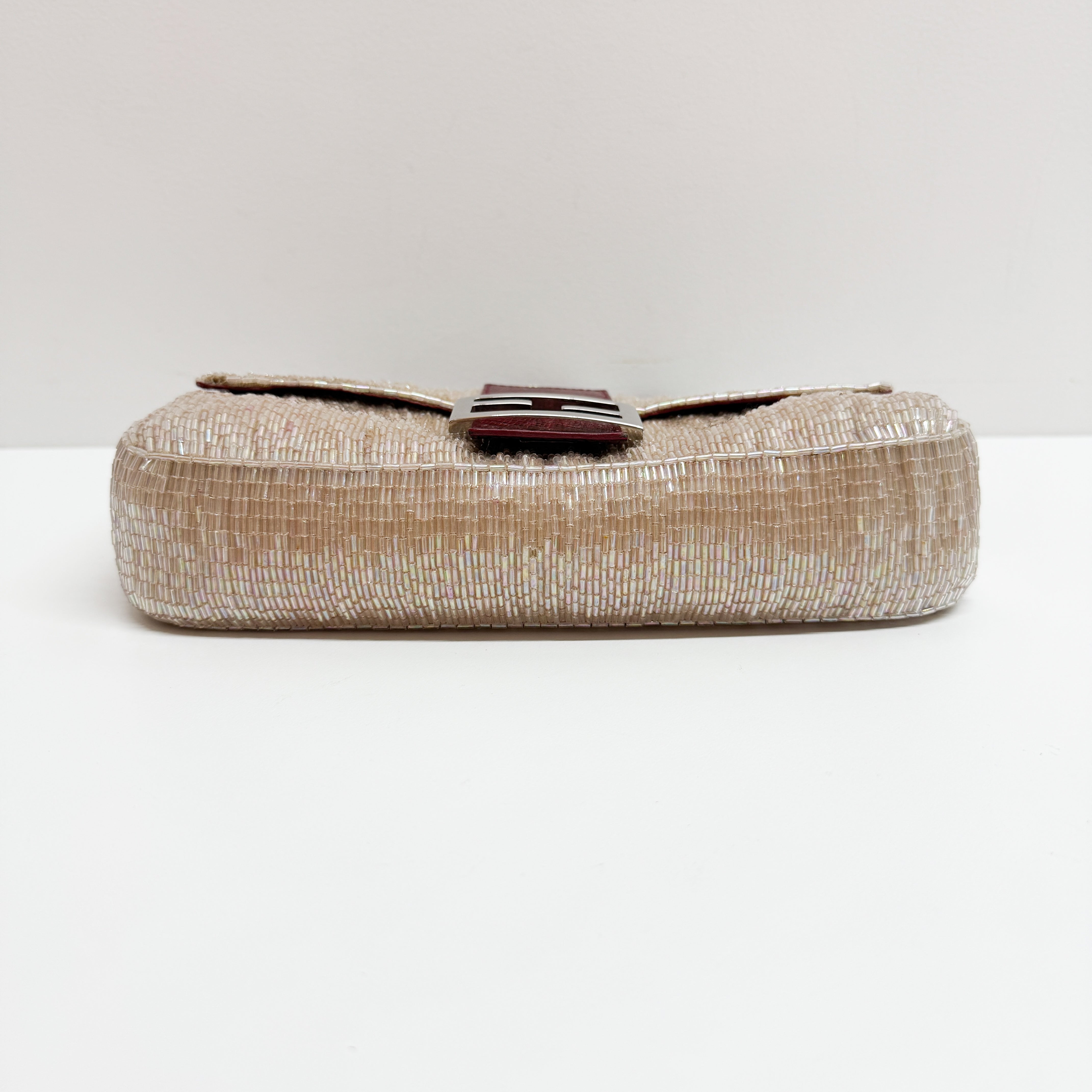 Baguette Neutral Beaded Shoulder Bag