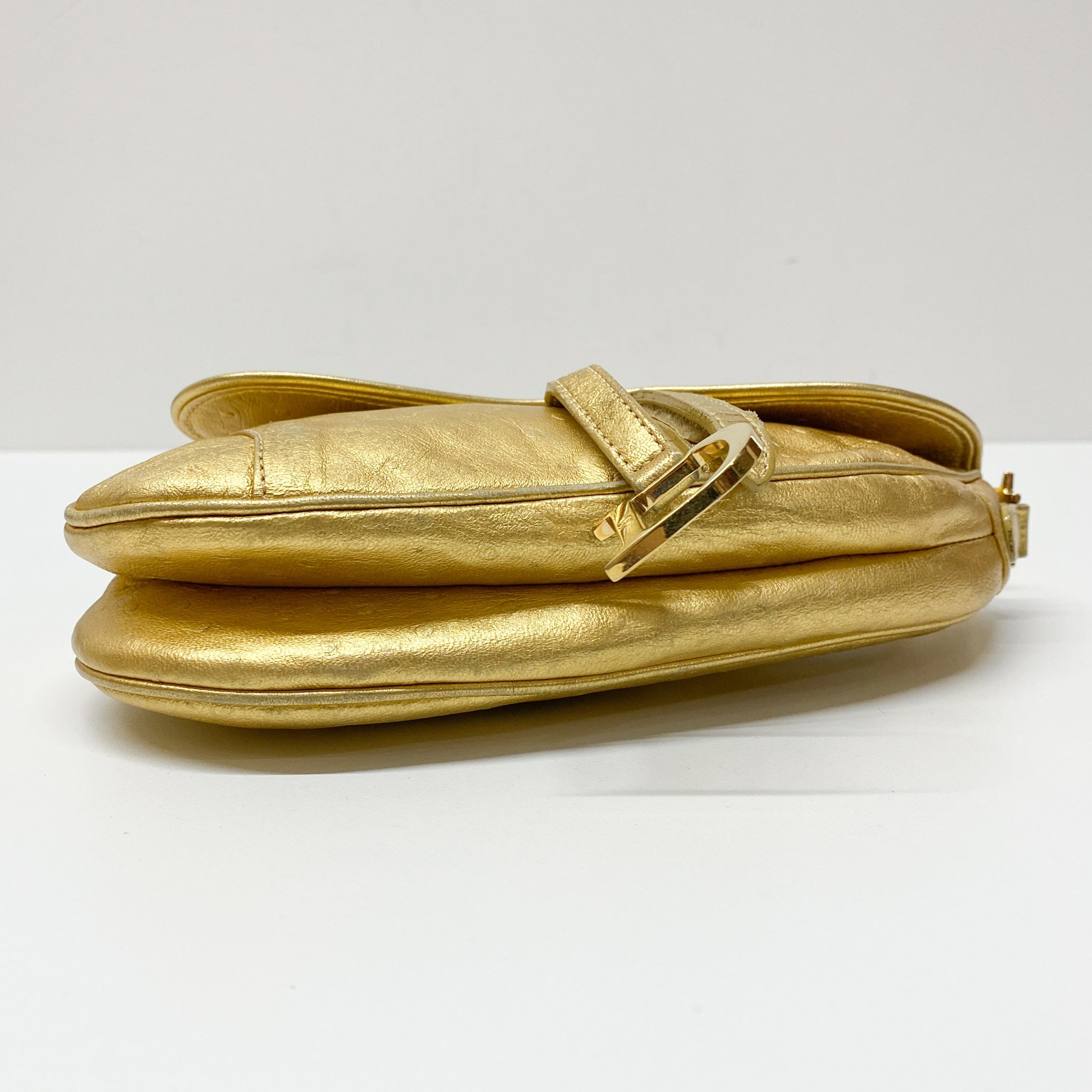 Saddle Gold Leather Shoulder Bag