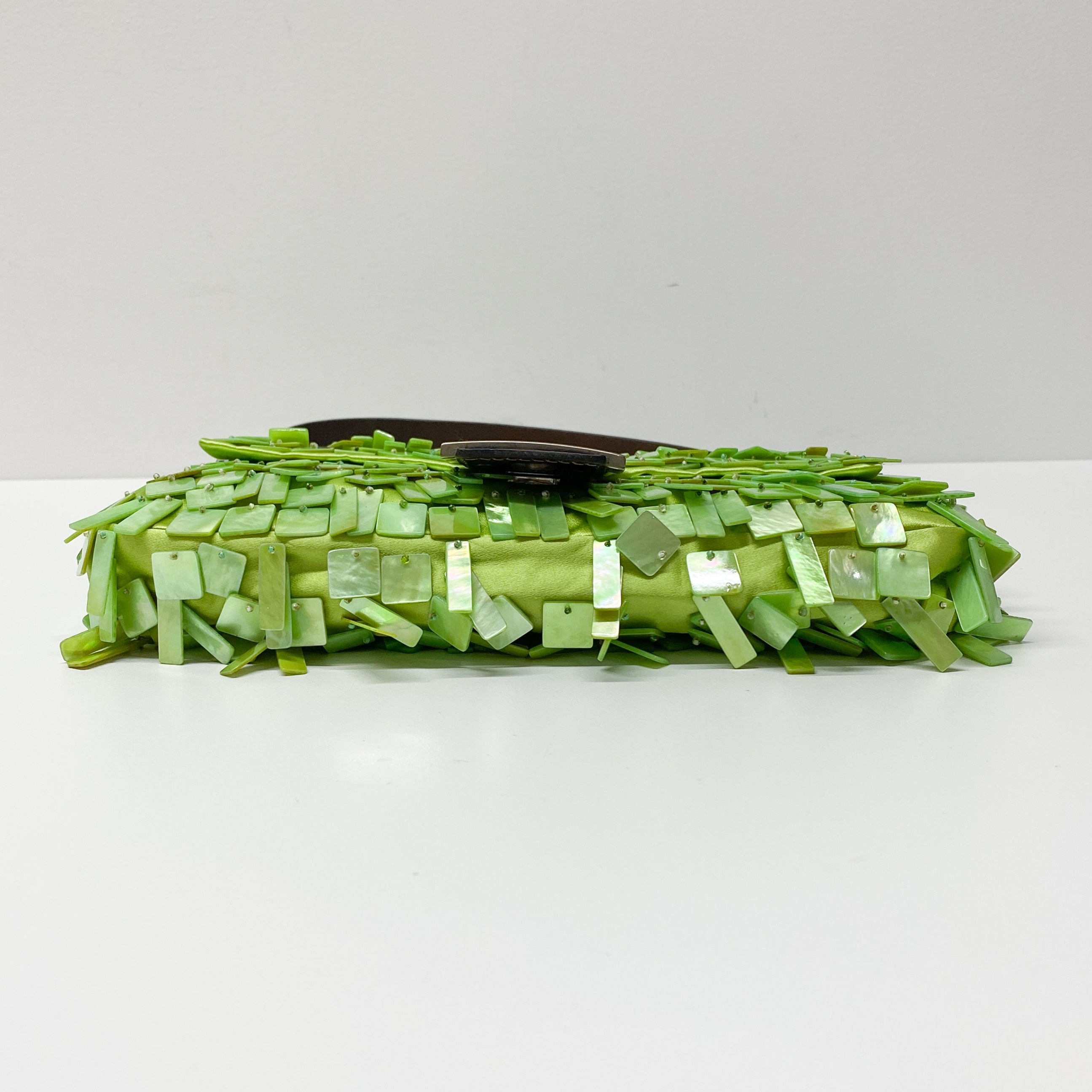 Limited Edition Baguette Mother Of Pearl Green Satin Shoulder Bag