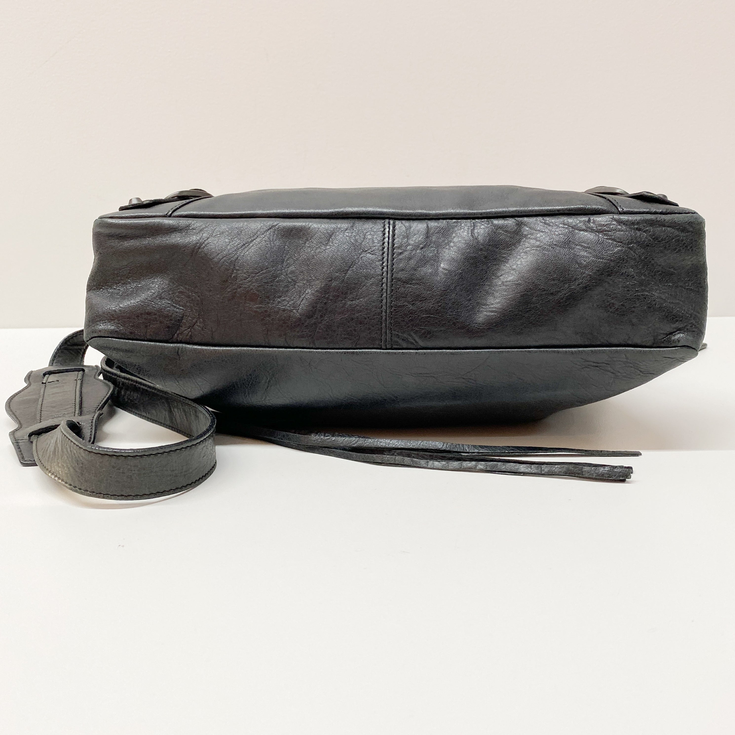 The Town Black Leather Two Way Bag