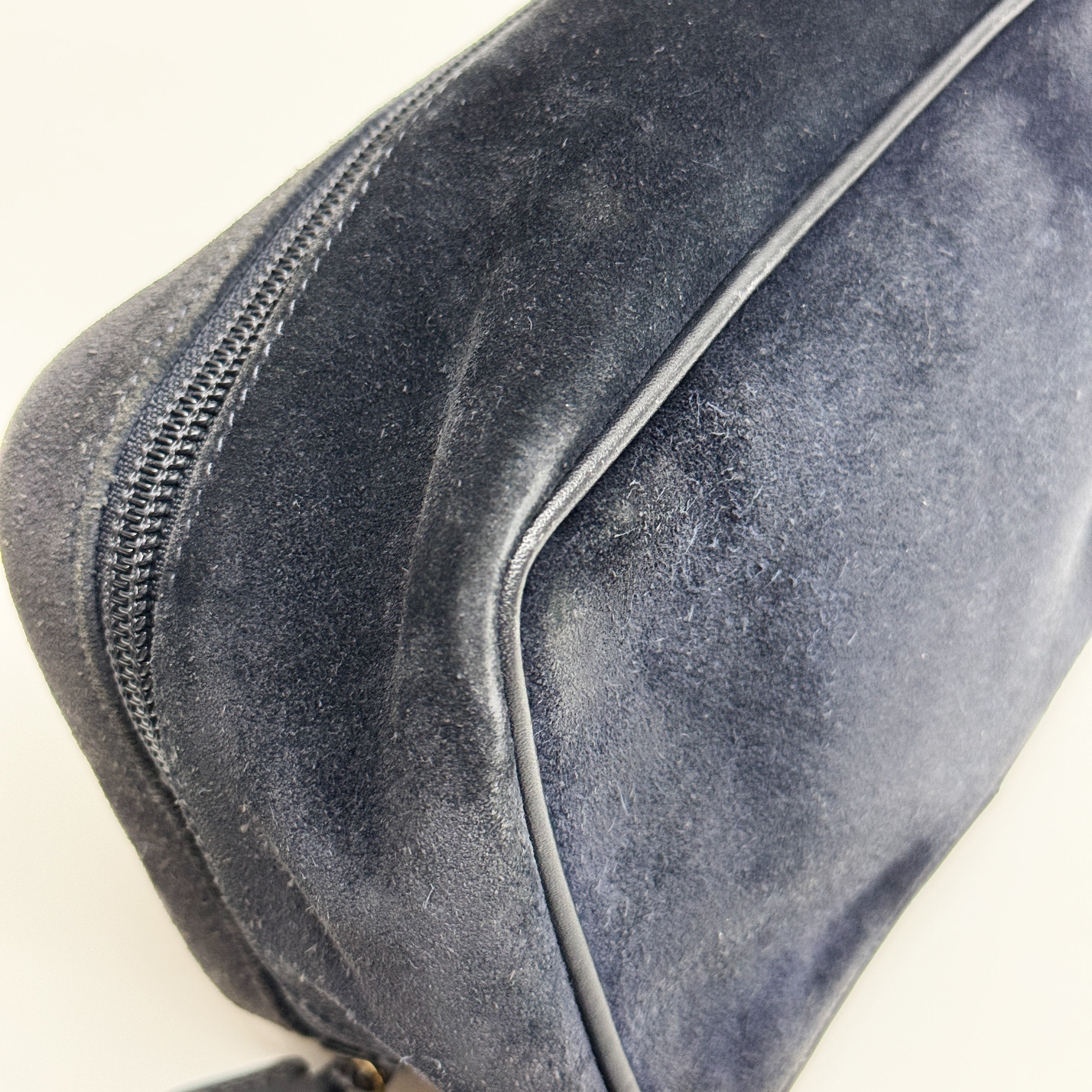 Horsebit Navy Blue Suede Pouch