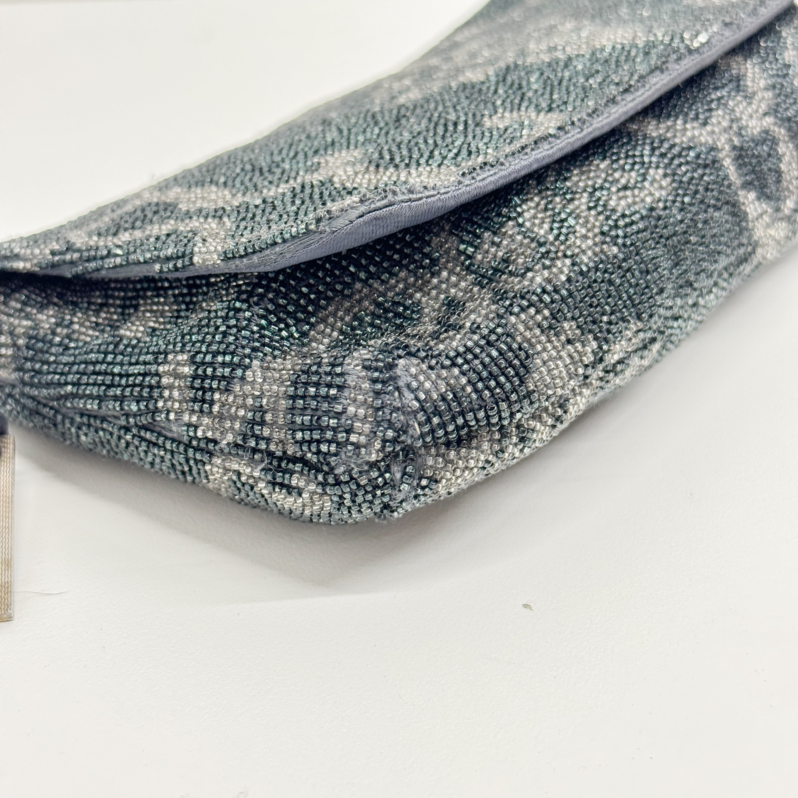 Navy Beaded Chain Shoulder Bag