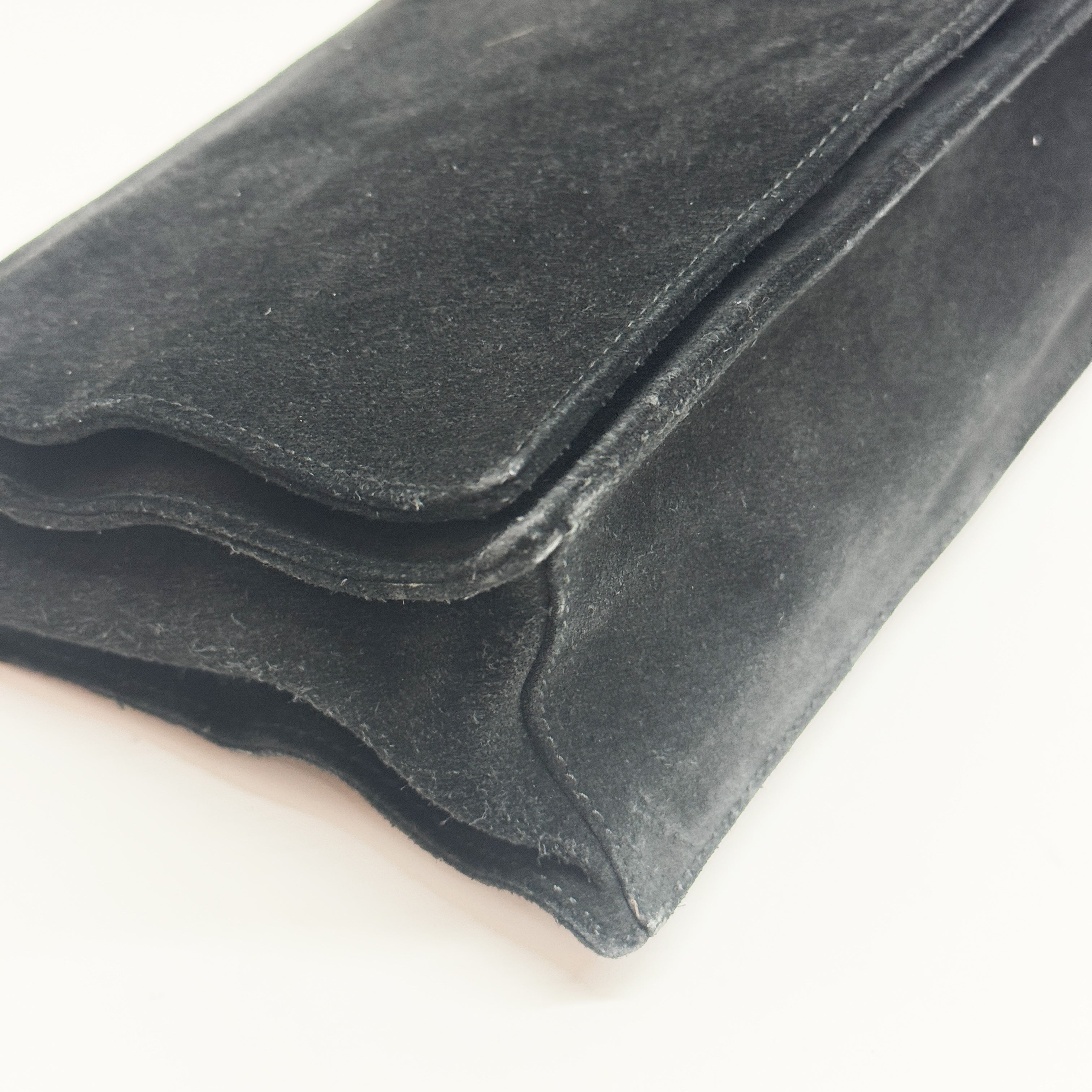 Bamboo Black Suede Shoulder Bag