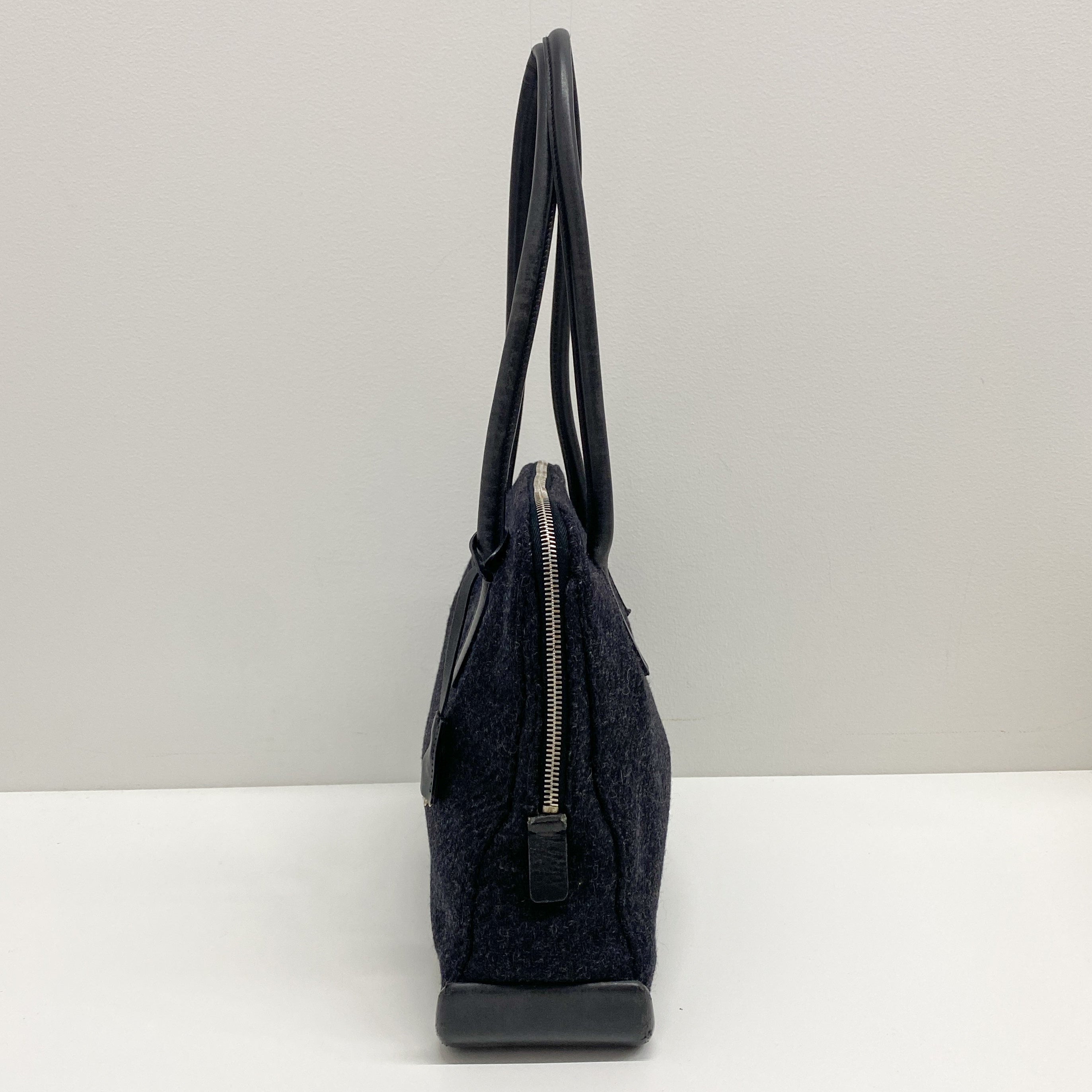 Vintage Black Wool Shoulder Bag