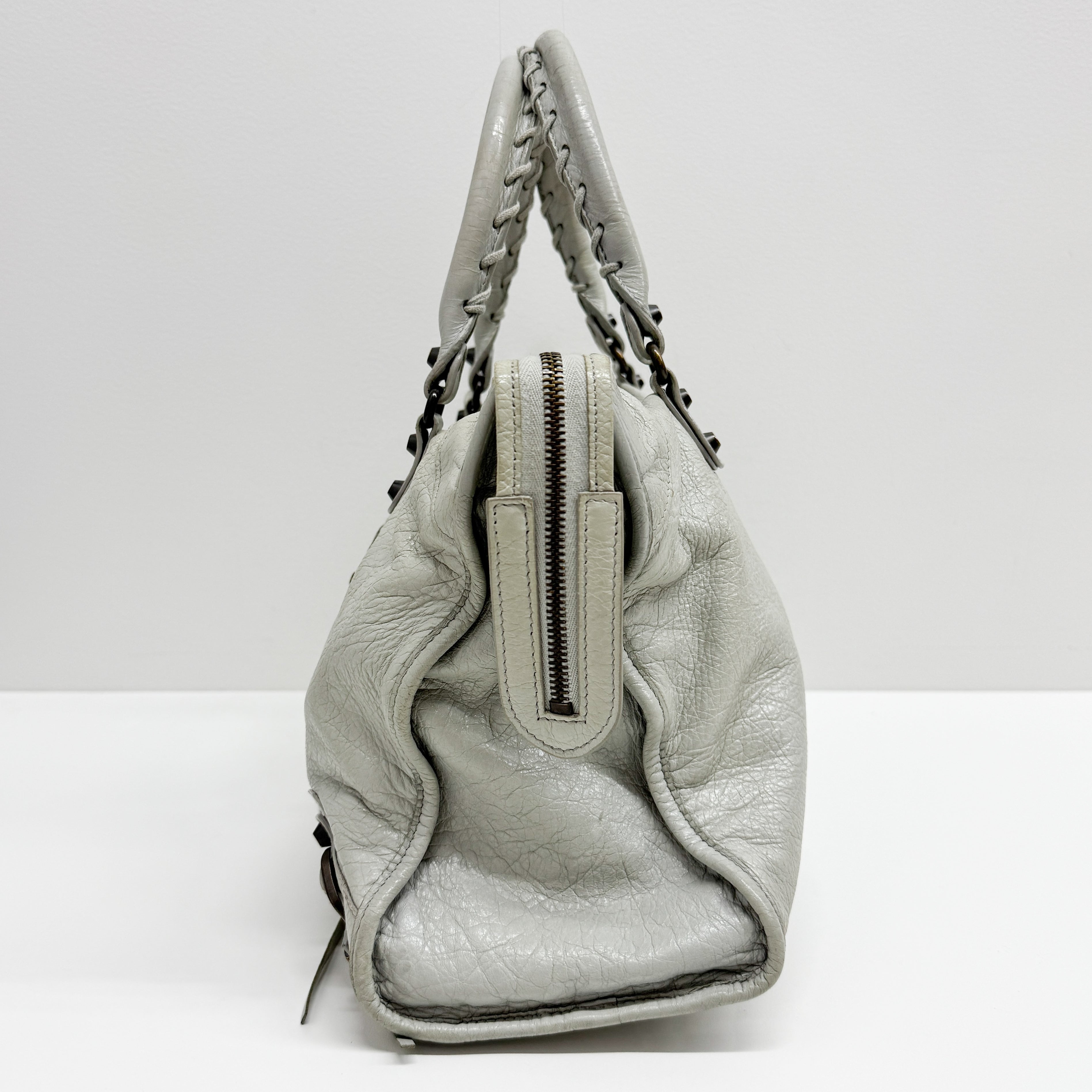 The City Grey Calfskin Leather Two Way Bag