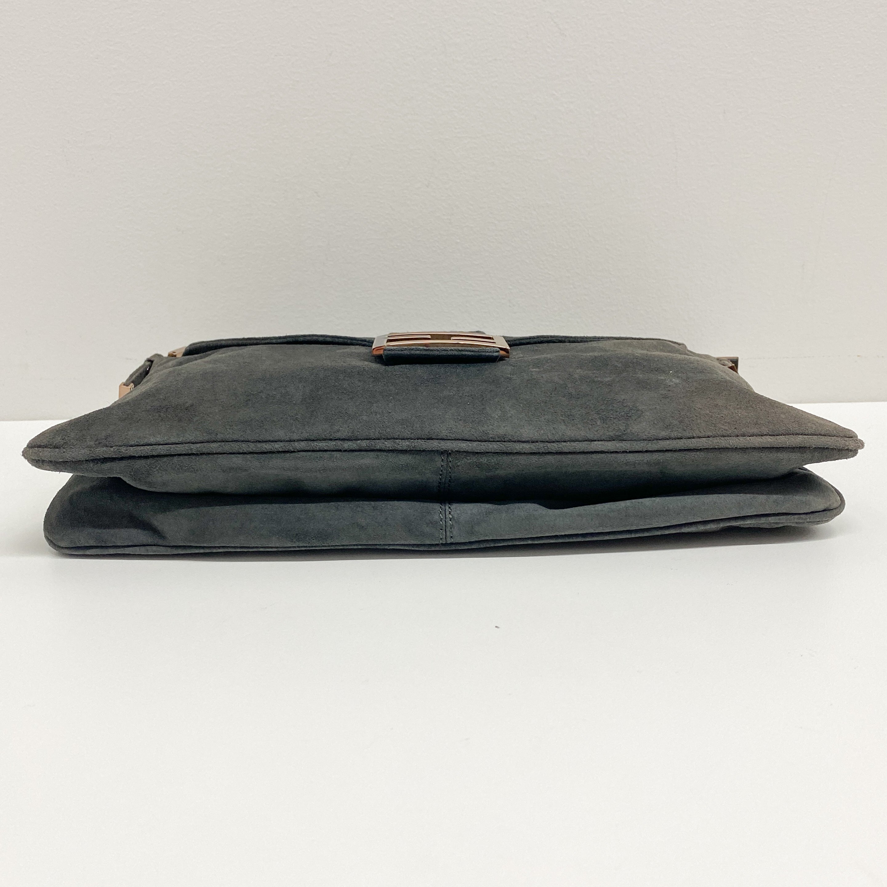 Vintage Grey Suede Shoulder Bag