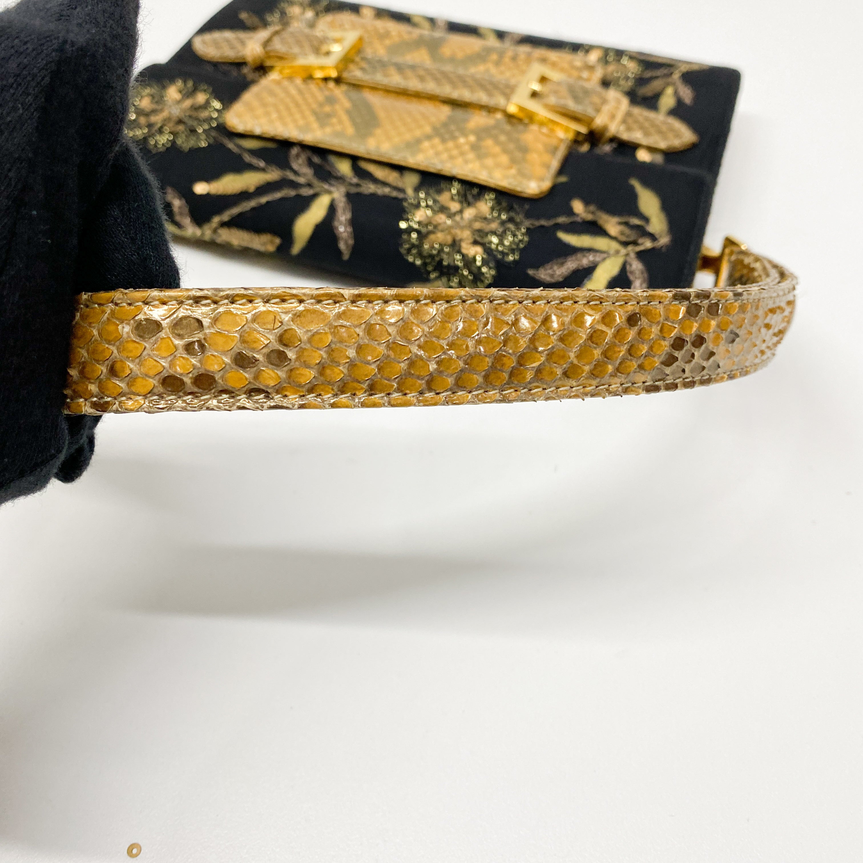 Embroidered Black And Gold Shoulder Bag