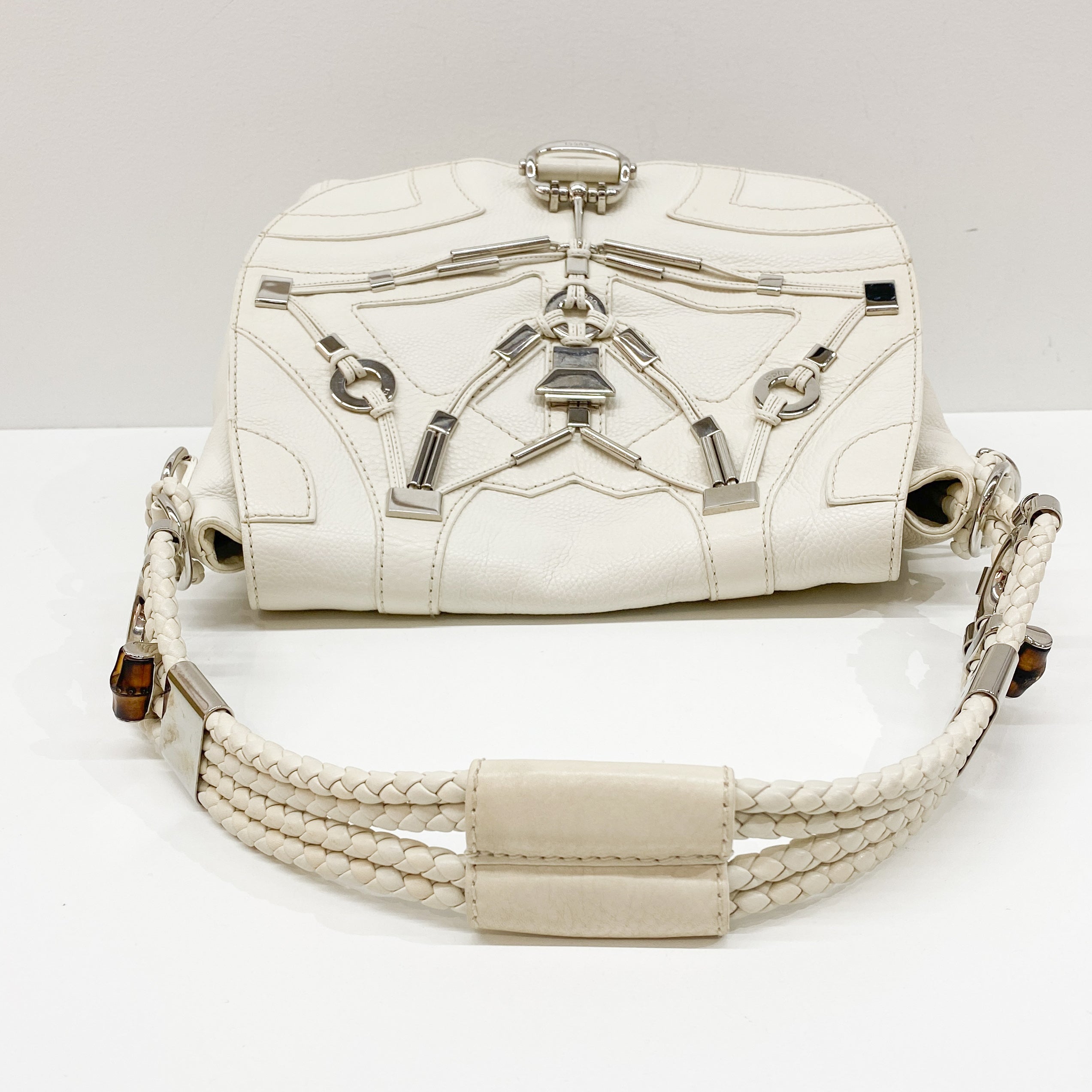 Vintage White Leather Shoulder Bag