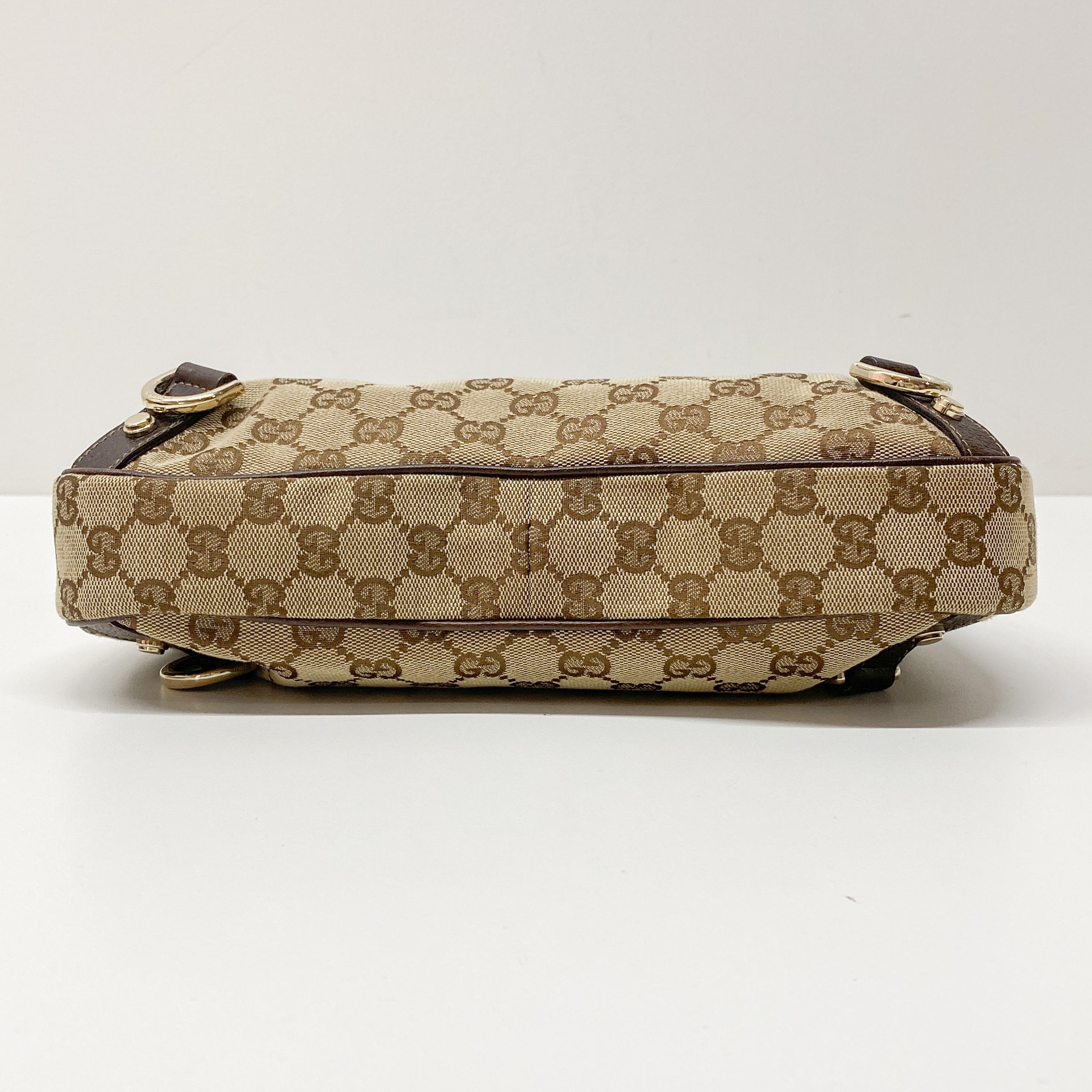 Abbey D-Ring GG Brown Canvas Hobo Bag