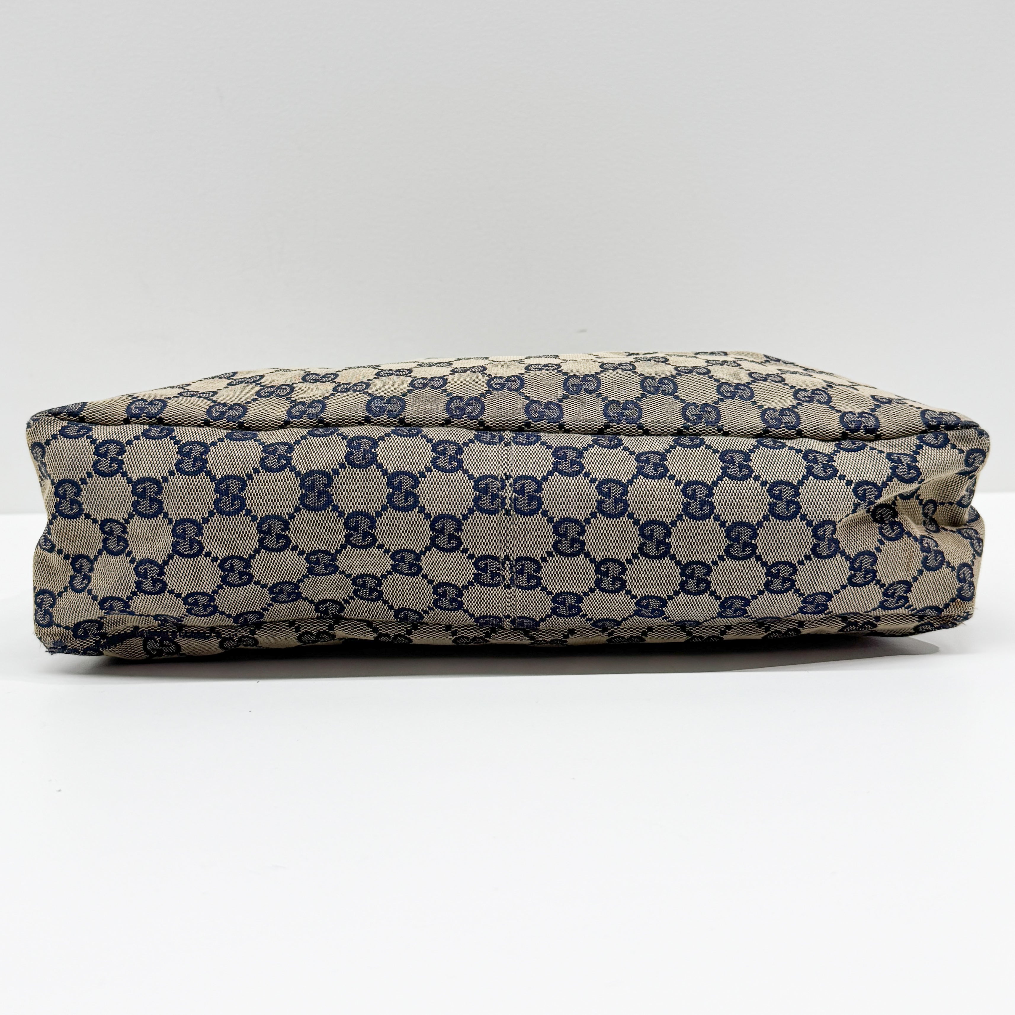 Horsebit Beige Canvas Shoulder Bag