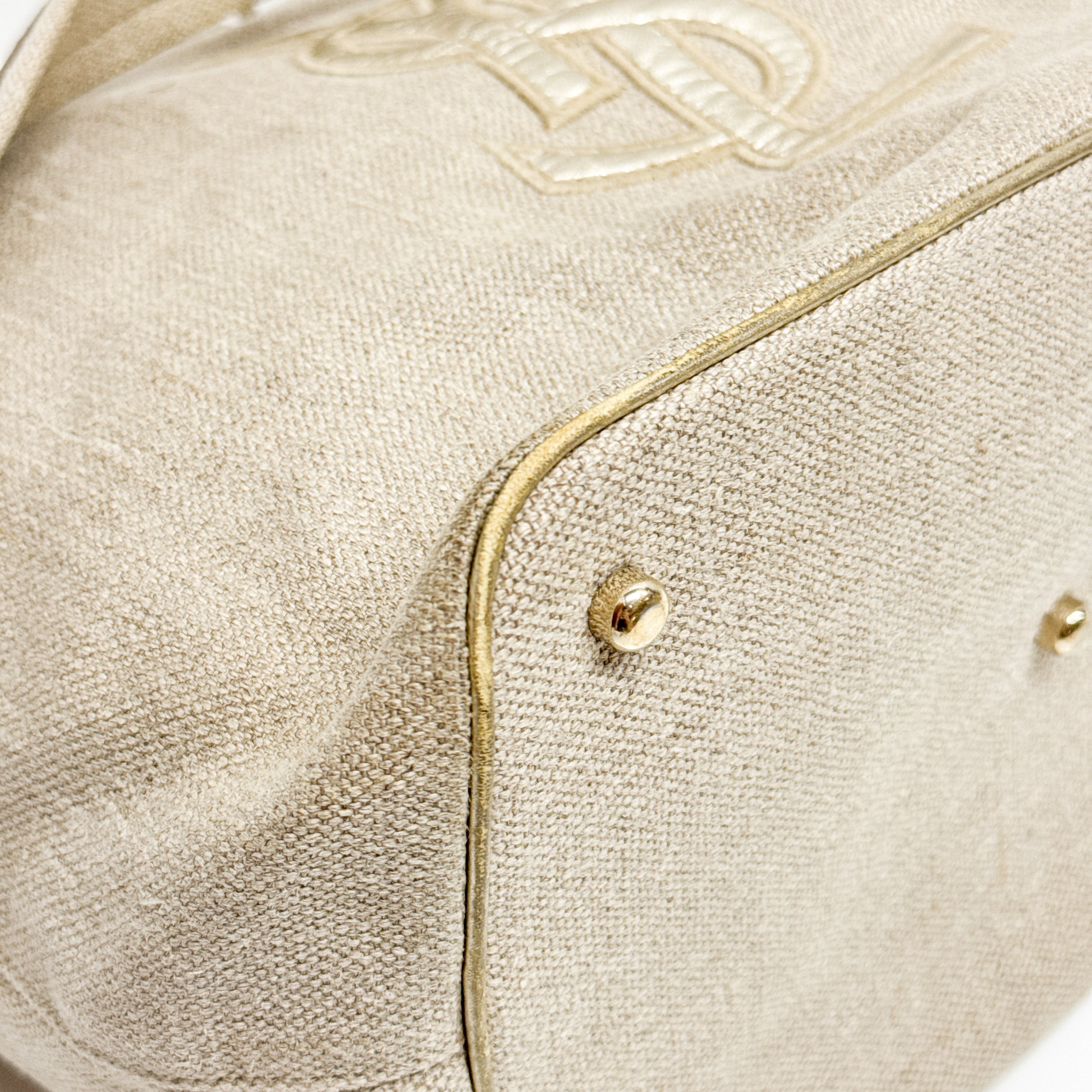 Beige Cotton Crossbody Bag