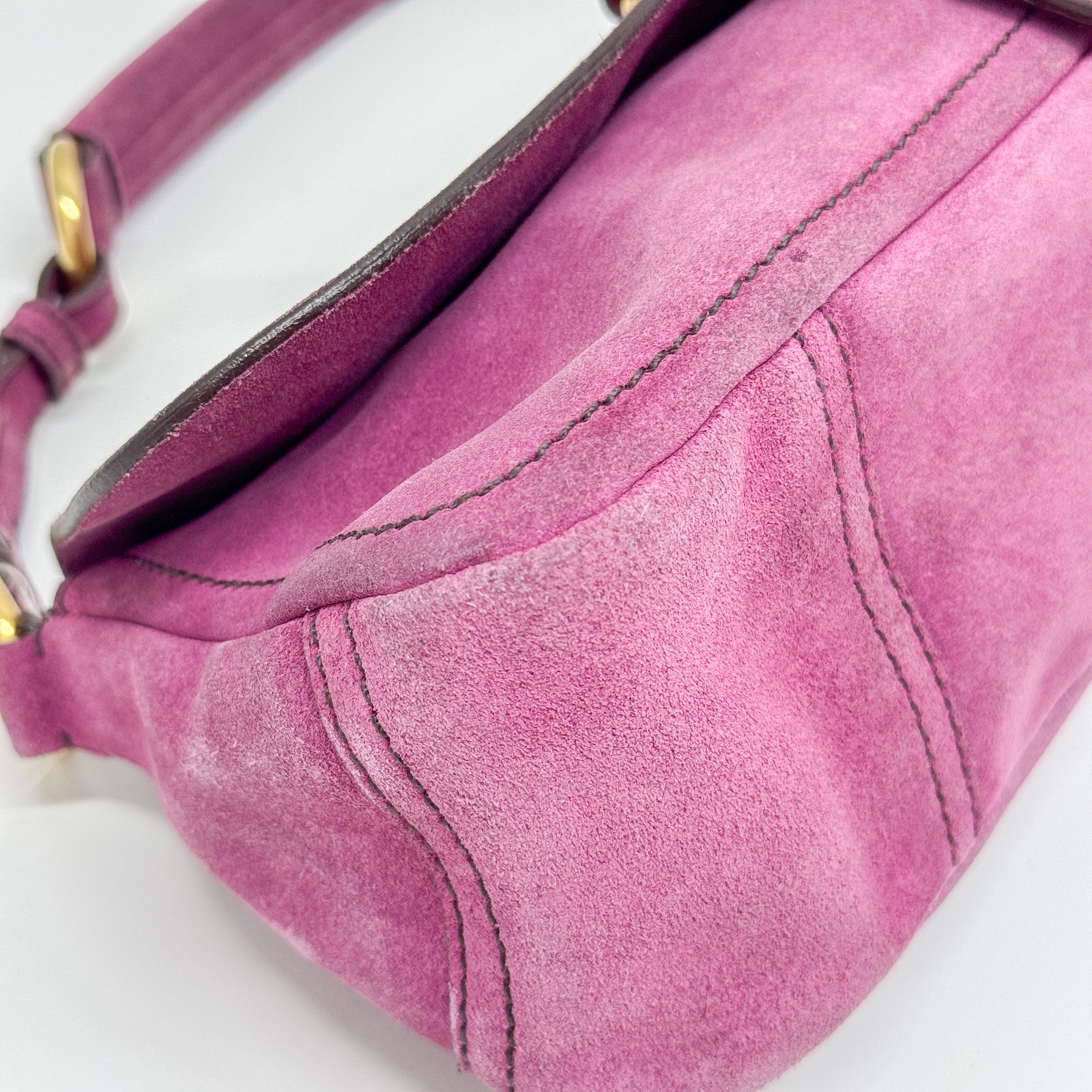 Purple Suede Shoulder Bag