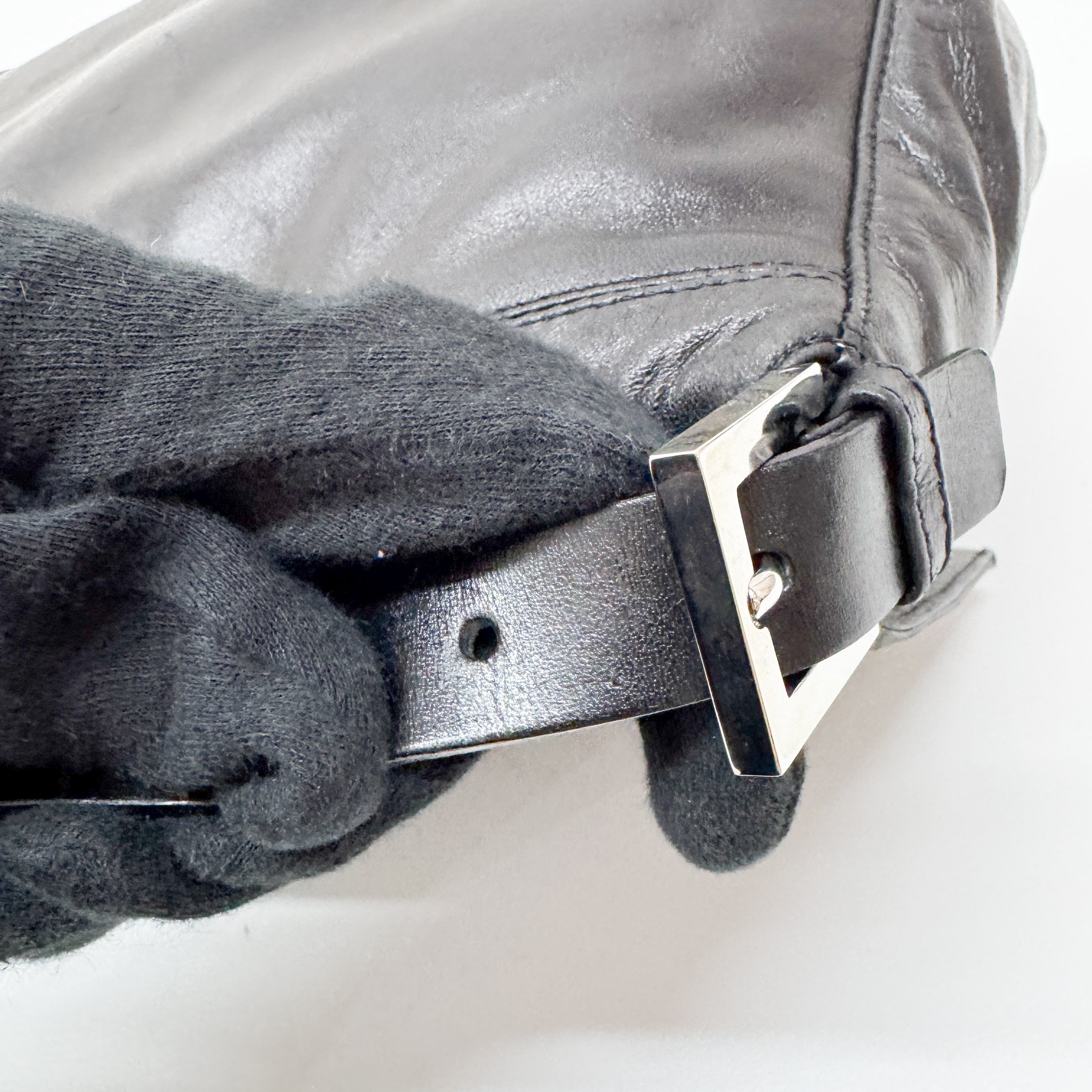 Mamma Baguette Black Leather Shoulder Bag