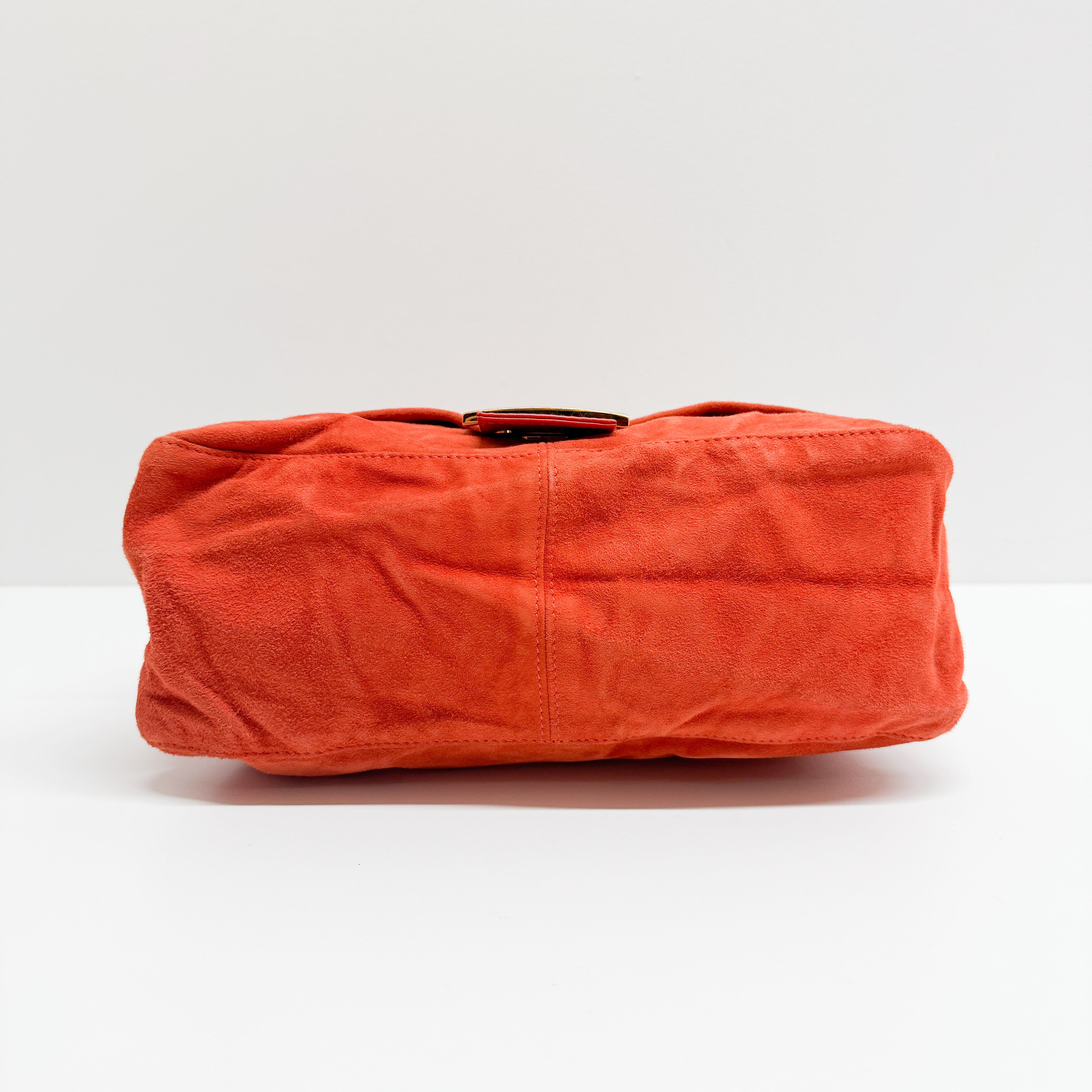 Mamma Baguette Orange Suede Shoulder Bag