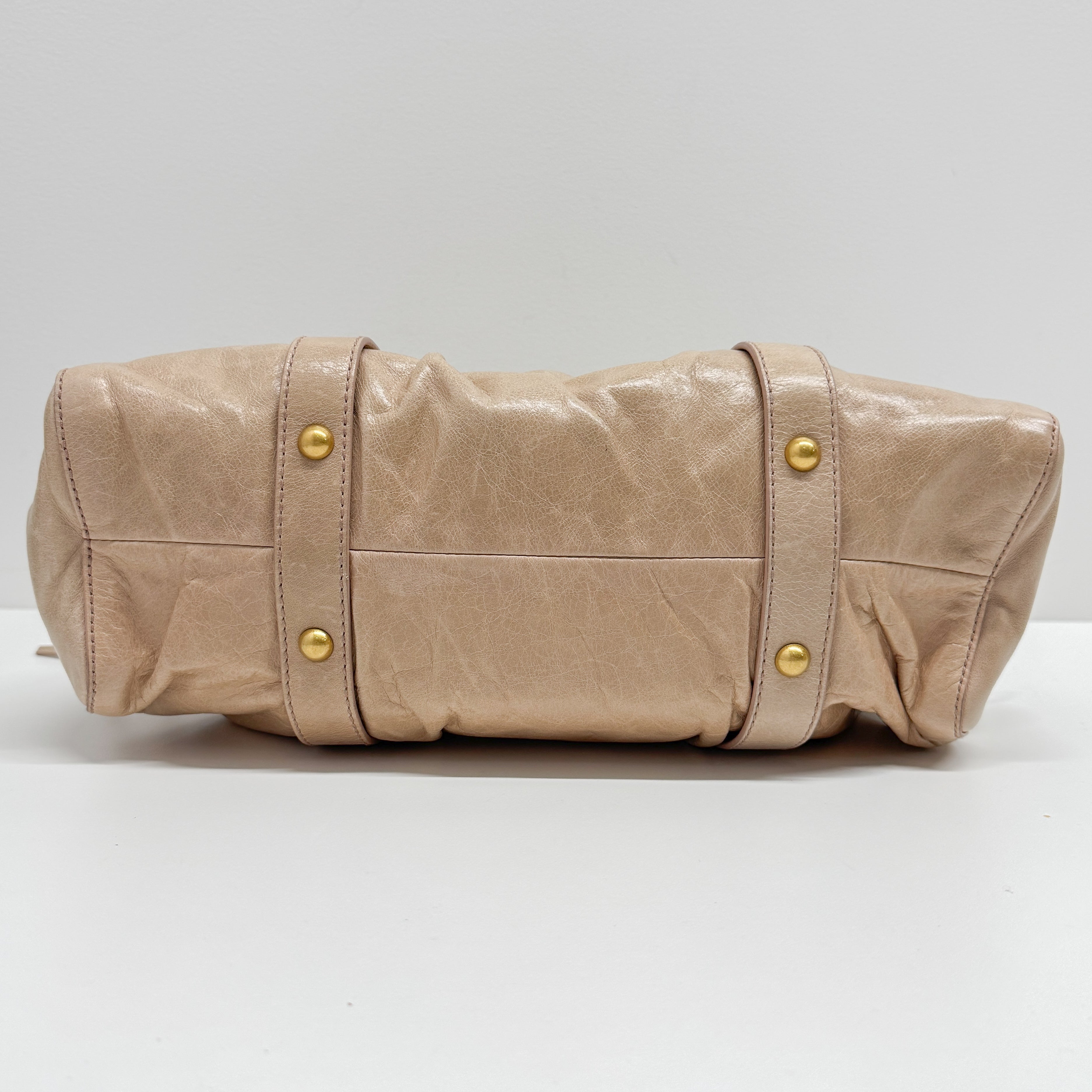 Vitello Bauletto Pink Leather Handle Bag