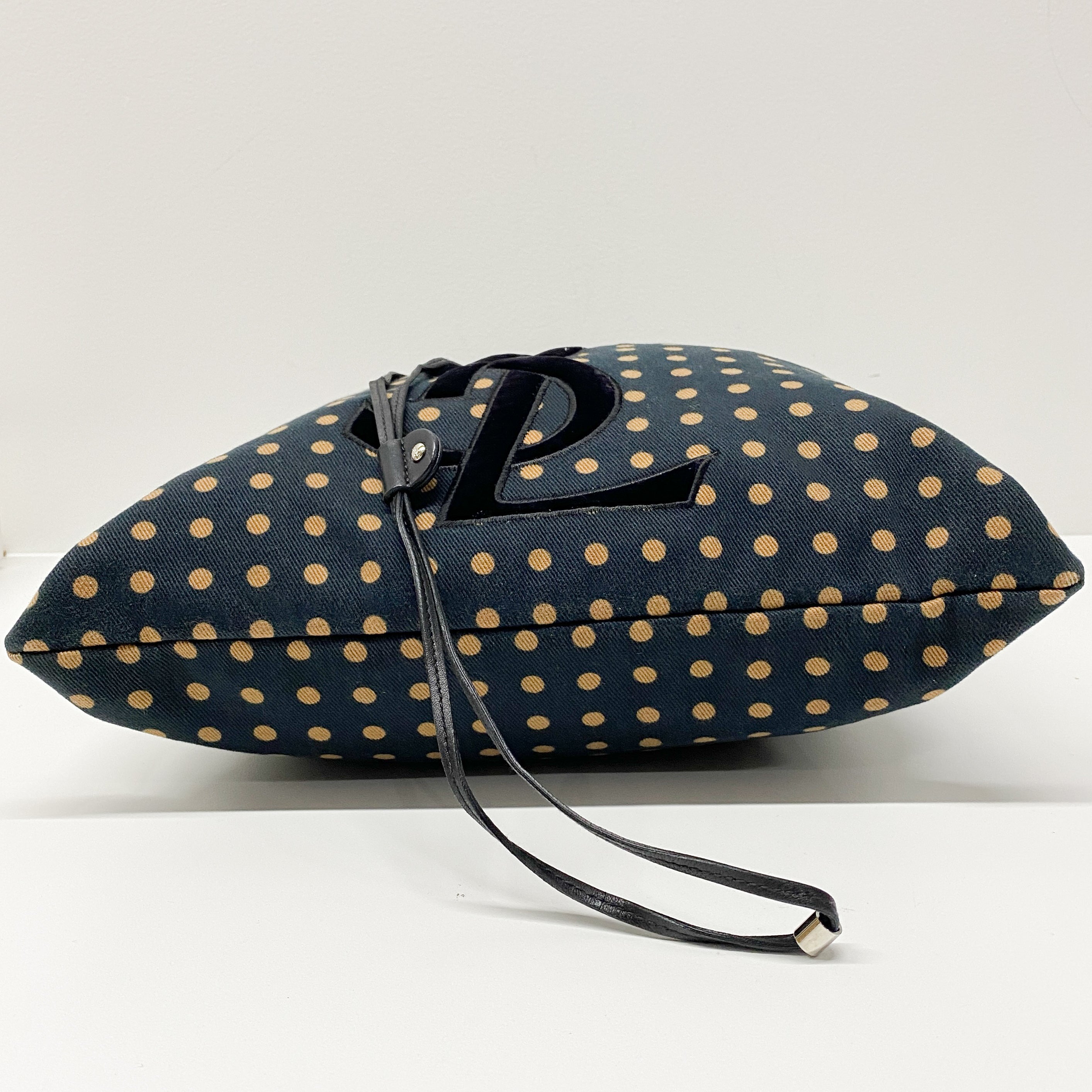 Yellow Dotted Canvas Blue Tote Bag