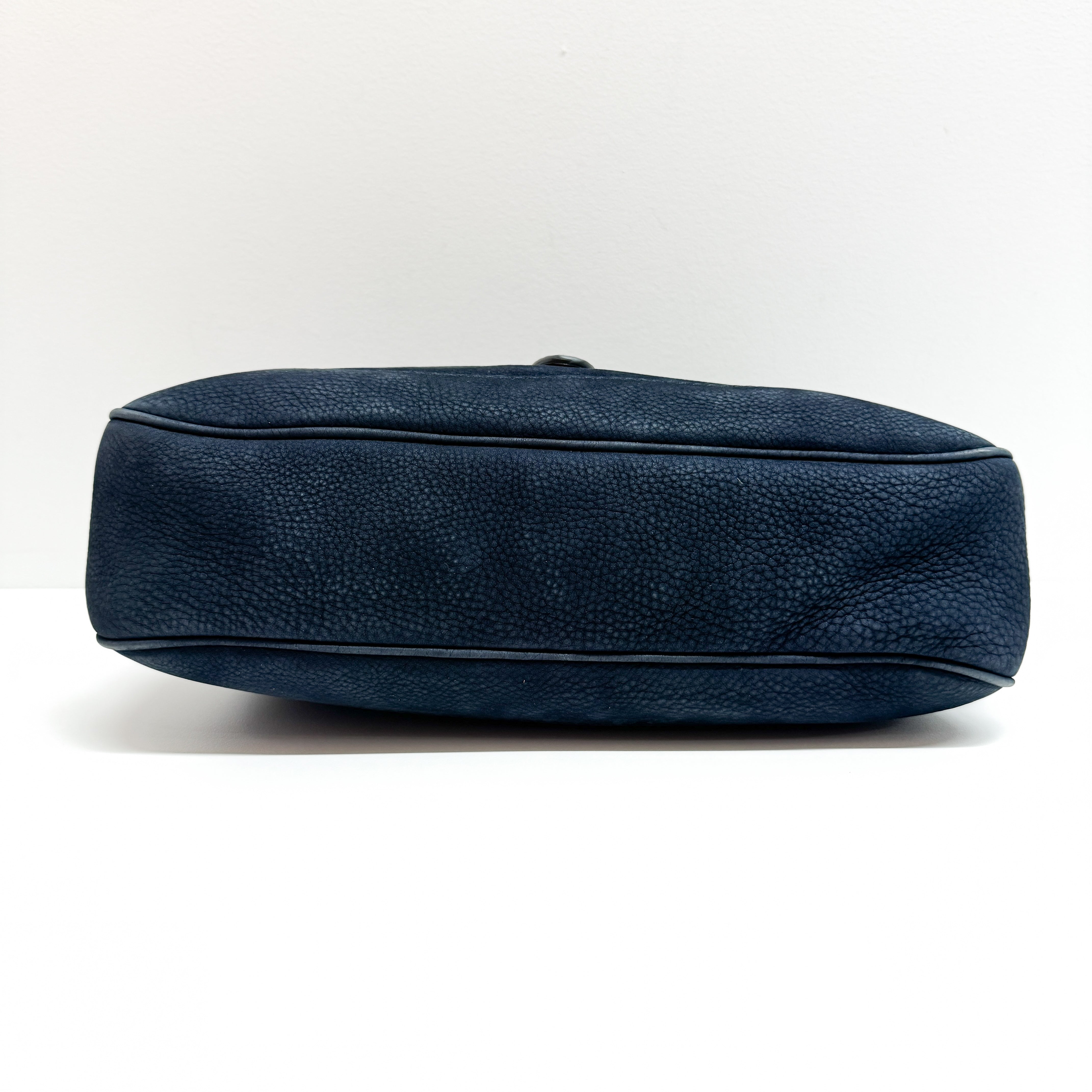 Jackie Dark Blue Suede Shoulder Bag