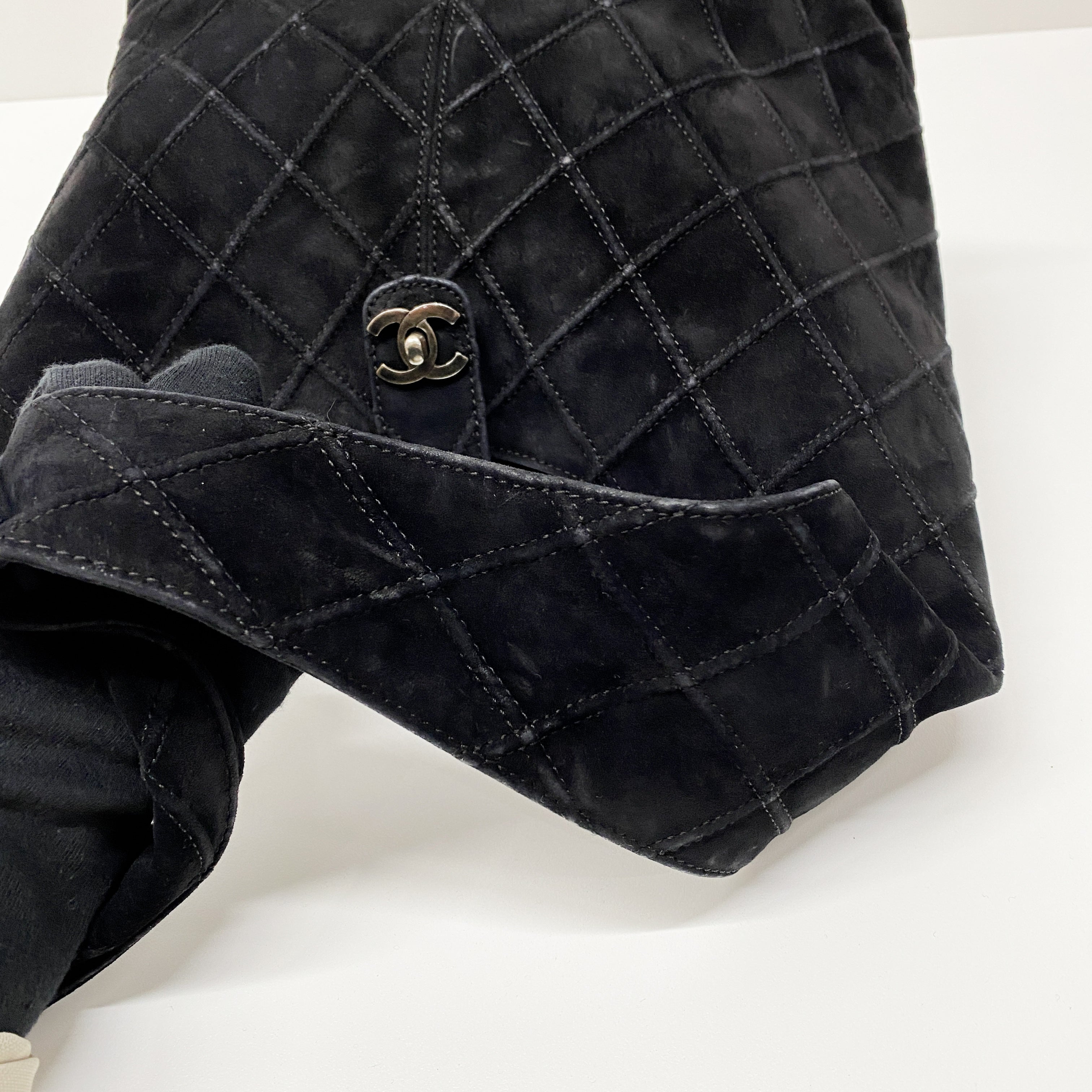 Metalesse Black Suede Hobo Shoulder Bag