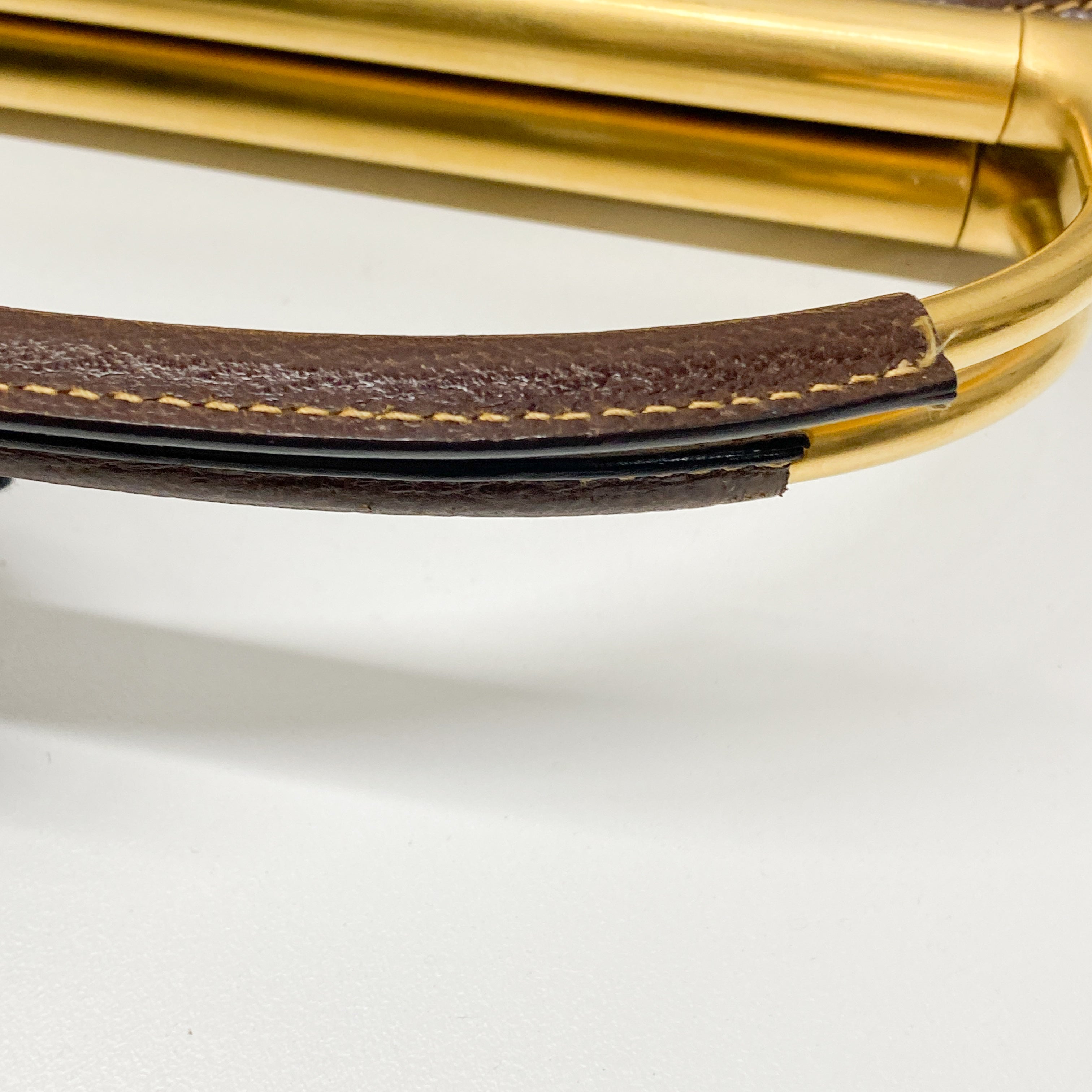 Horsebit Brown Leather Hand Bag