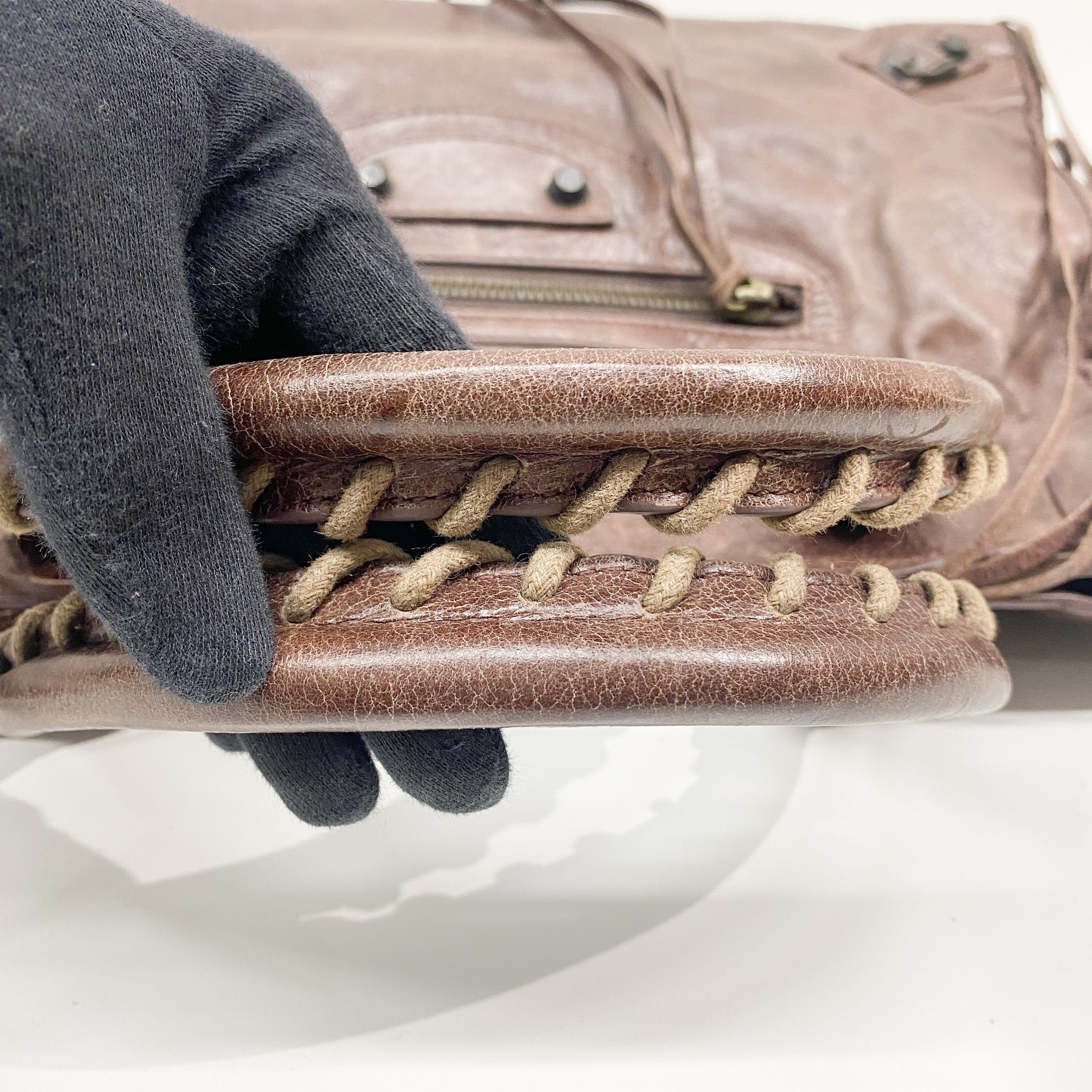 The City Brown Leather Hand Bag