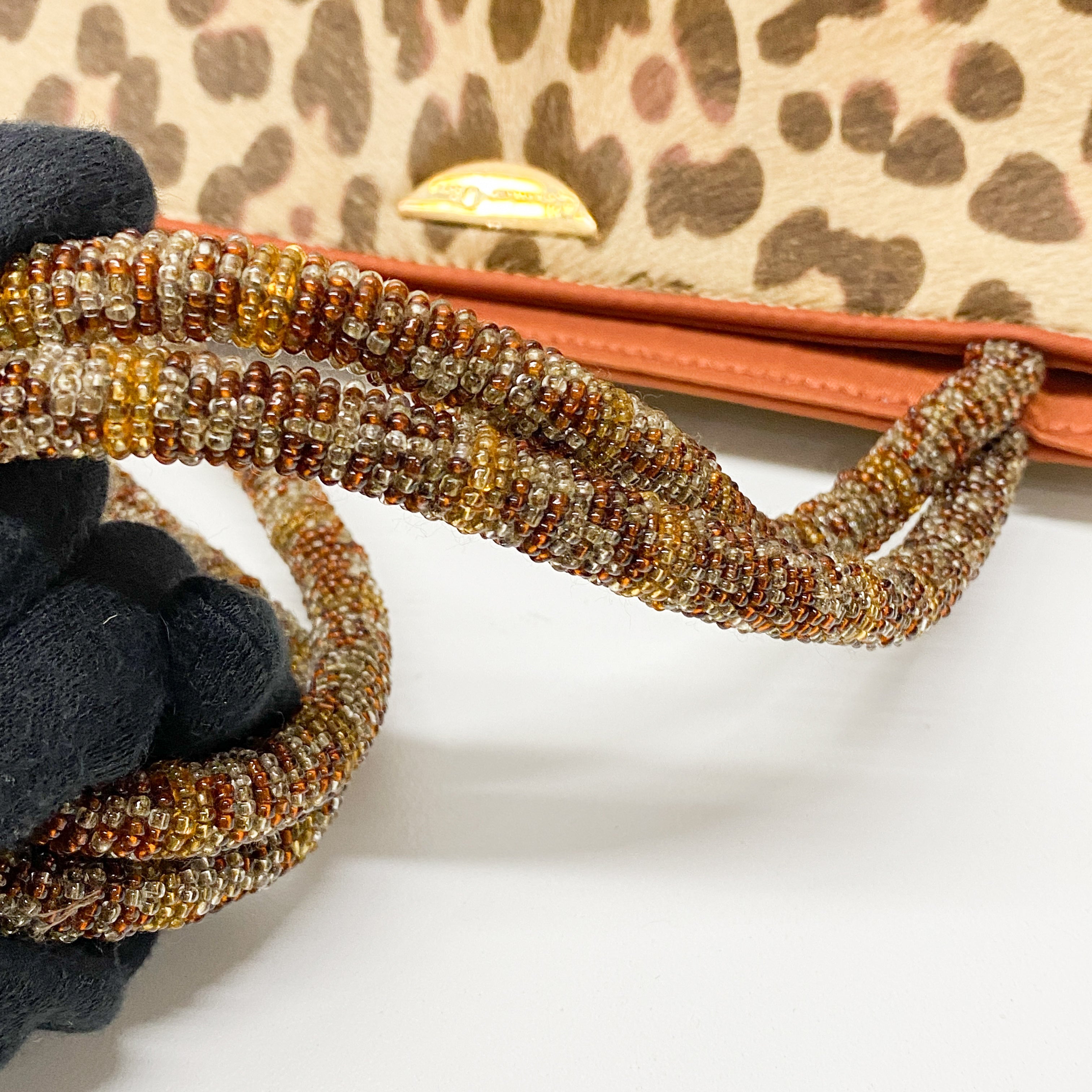 Vintage Brown Cheetah Print Pony Hair Two Way Bag