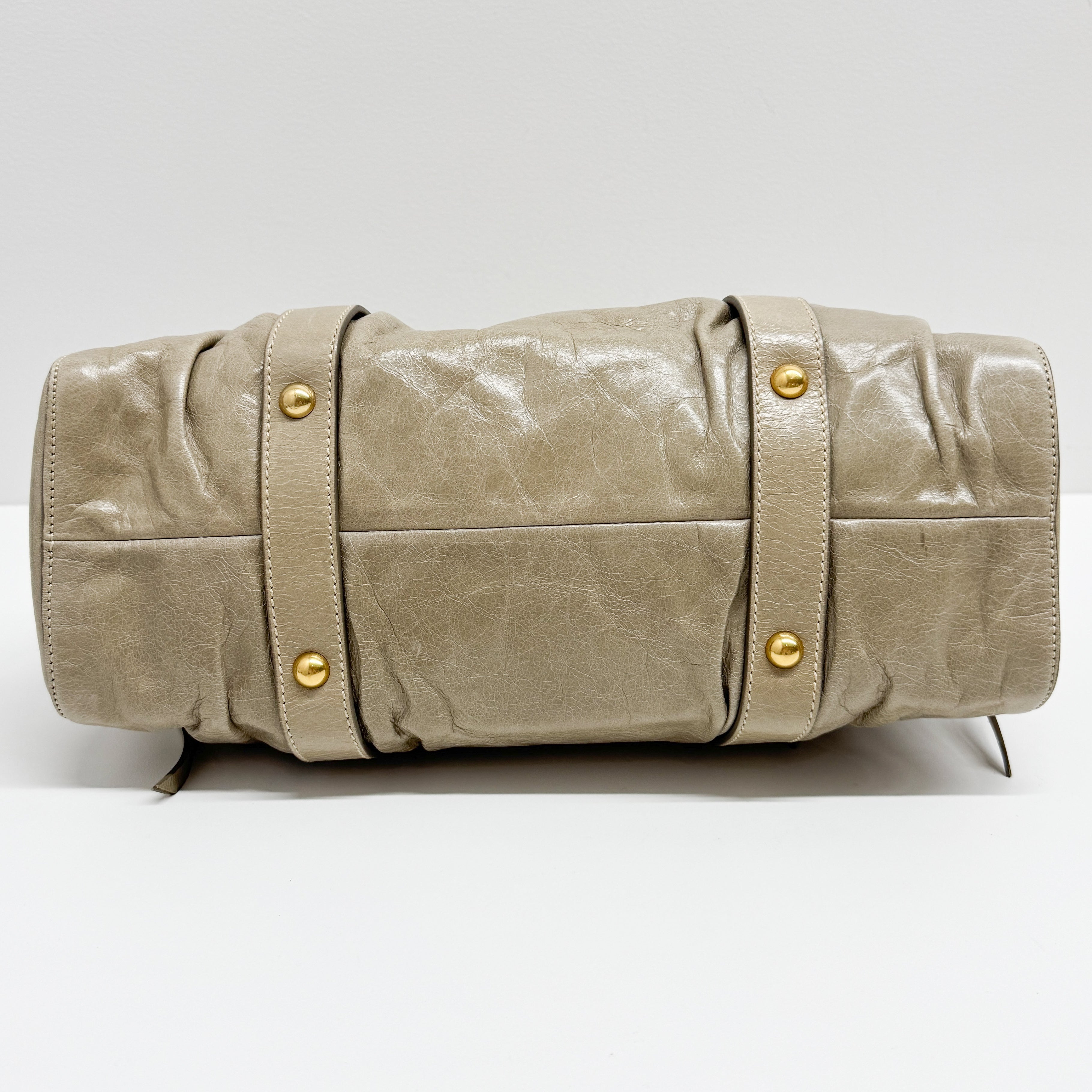 Vitello Bauletto Green Calfskin Leather Two Way Bag